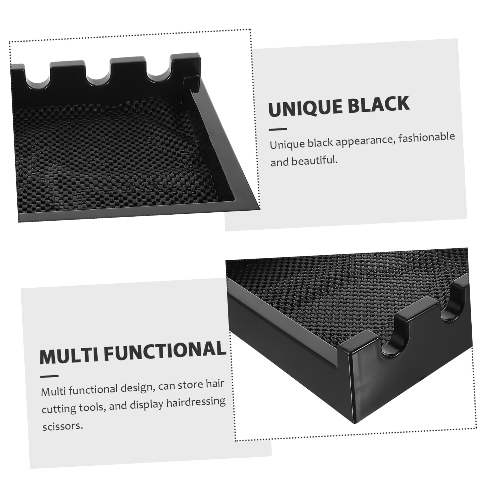 OSOLADY barber station organizer with hair trimmer rack, black plastic storage for salon tools and accessories.