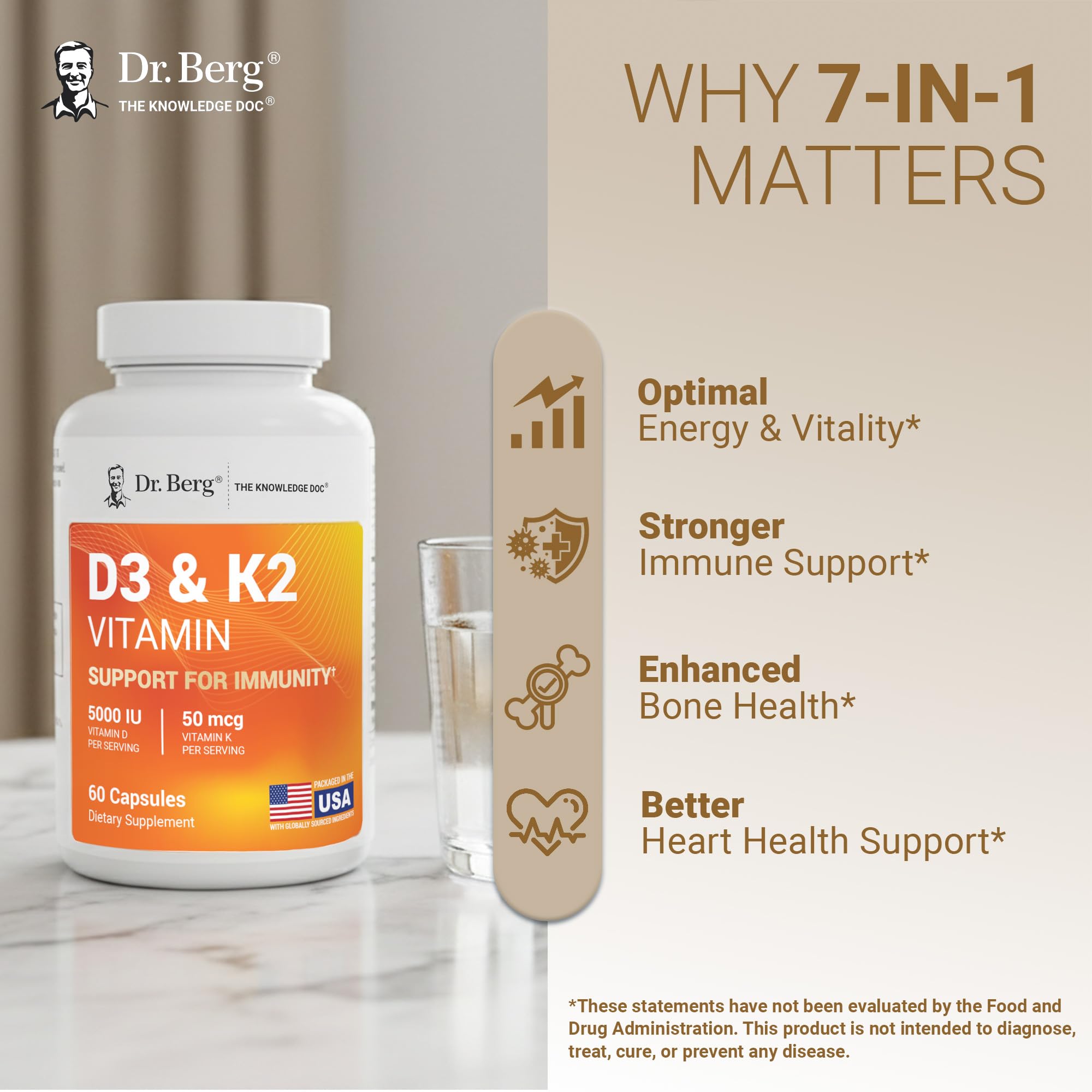 Dr. Berg Nutritionals Dr. Berg 7-in-1 Vitamin D3 K2 5000 IU | Naturally Derived - Dr. Berg Nutritionals Official Product View 6