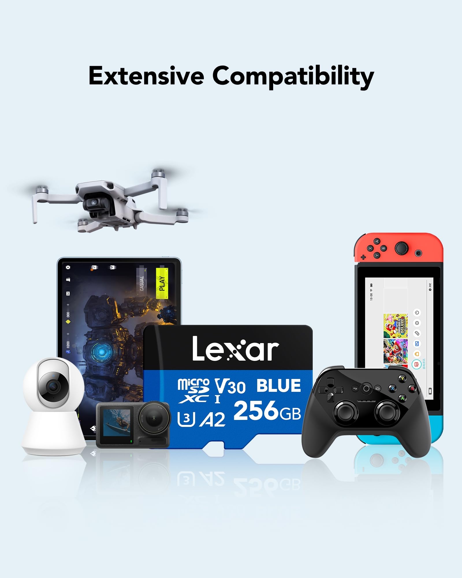 Lexar 256GB Blue Micro SD Card Up to 160MB - s microSDXC UHS I Memory Card - Lexar Official Product View 7