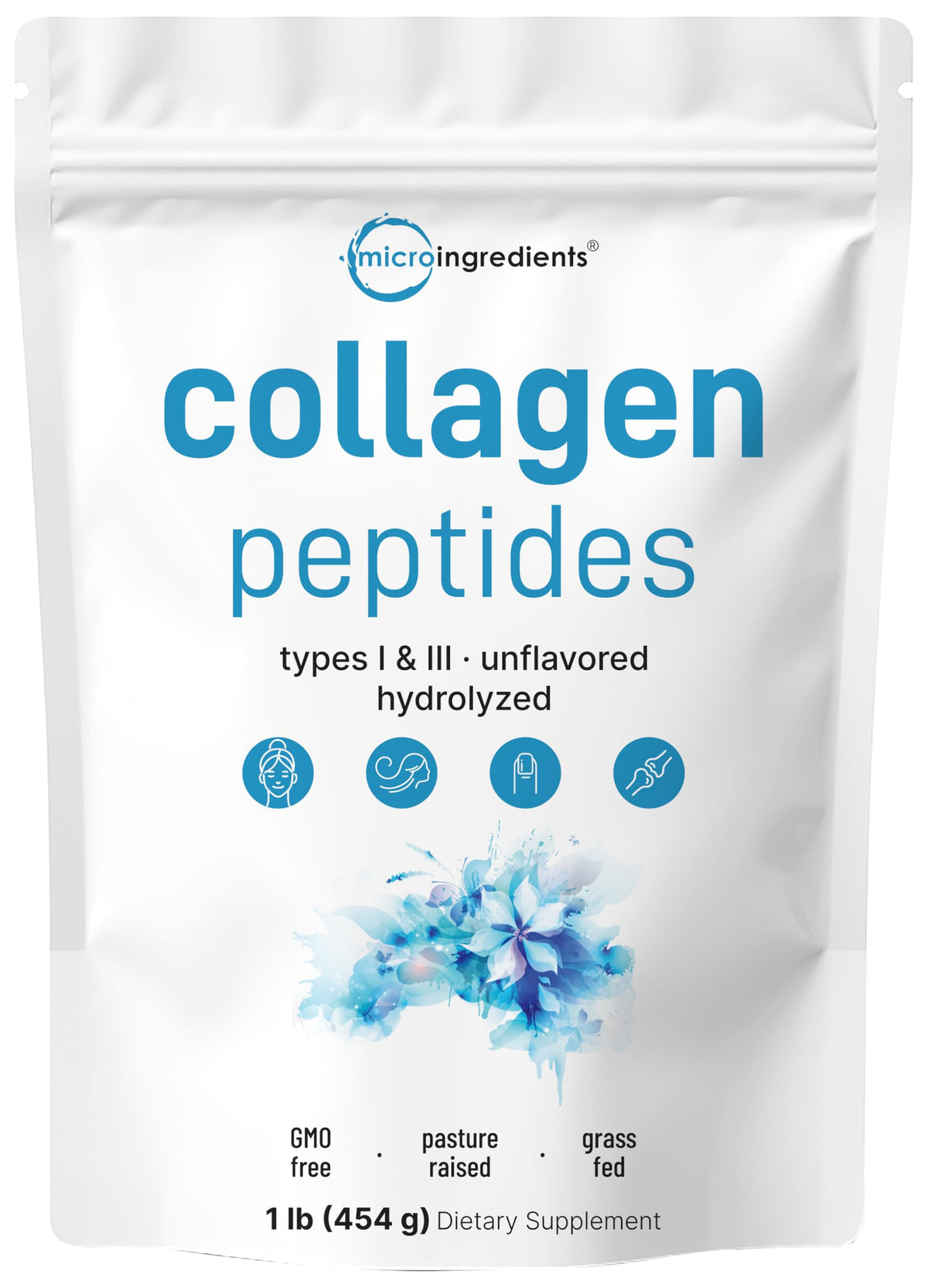 Micro Ingredients Hydrolyzed Collagen Peptides Powder 1 lb - Micro Ingredients Official Imagery - 1