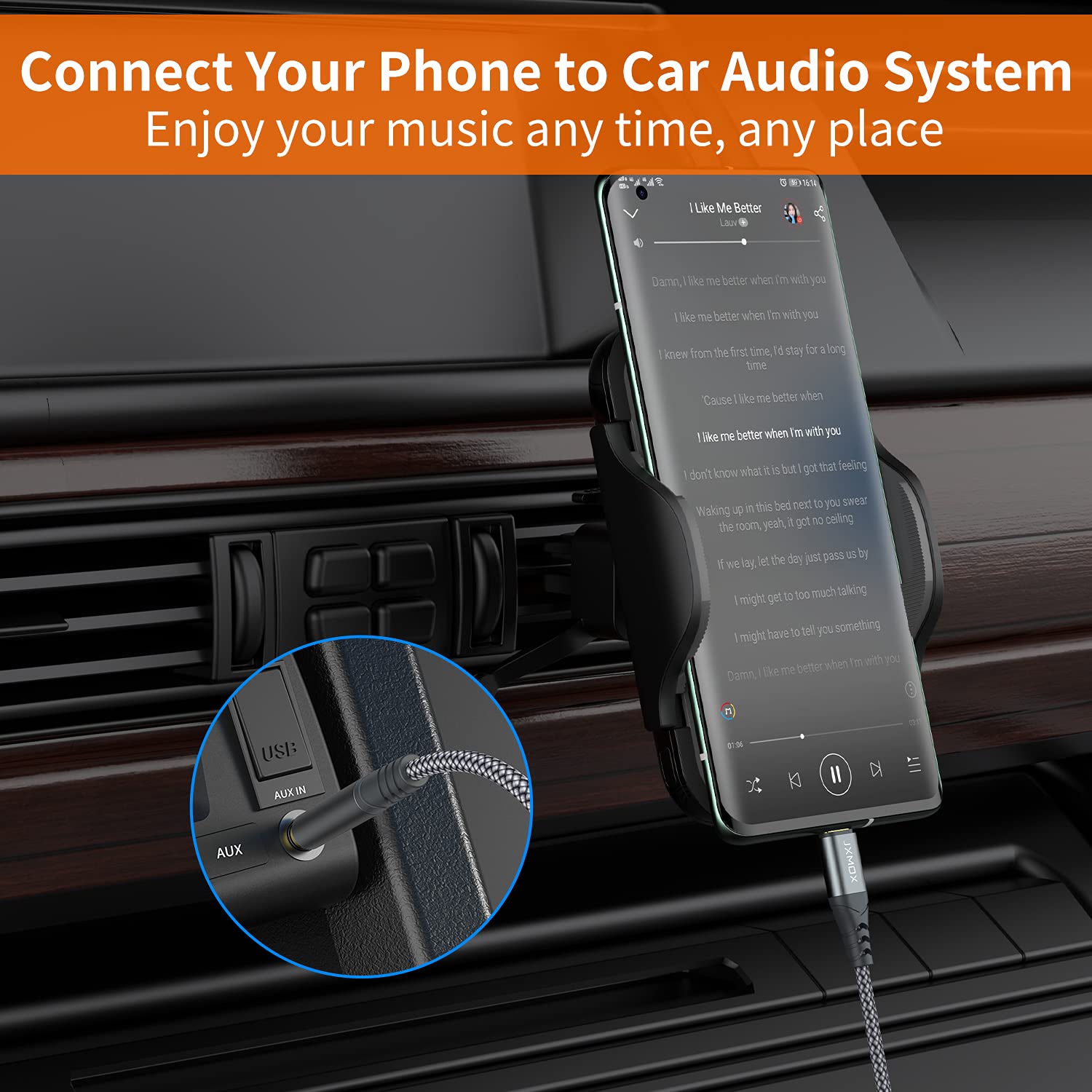 JXMOX USB C to 3.5mm Audio Aux Jack Cable  , Type C to 3.5mm Head - JXMOX Official Product View 4