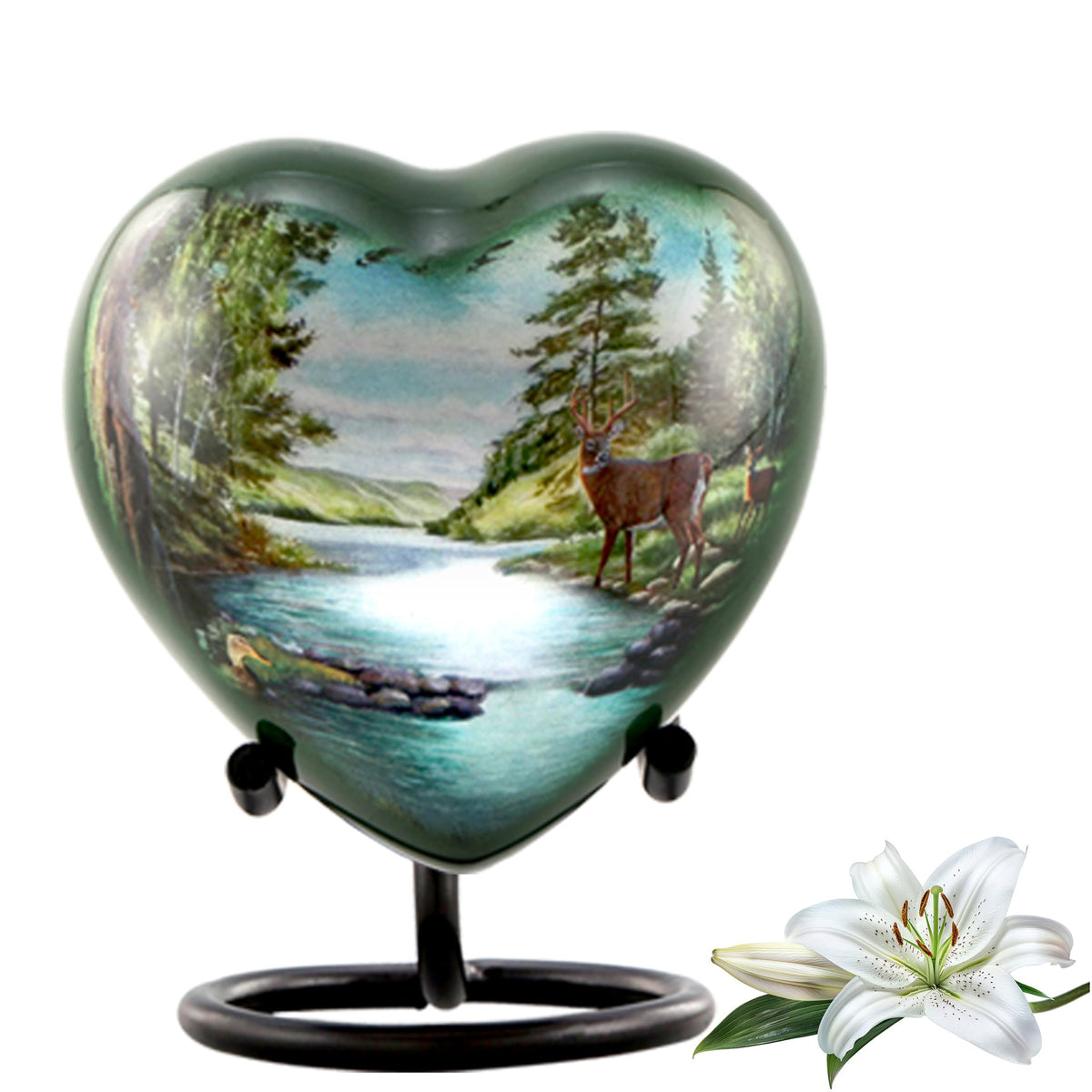 Deer Heart Keepsake Urn for Ashes Hunting Urn Mini Buck Urn - Immortal-Memories Official Imagery - 1