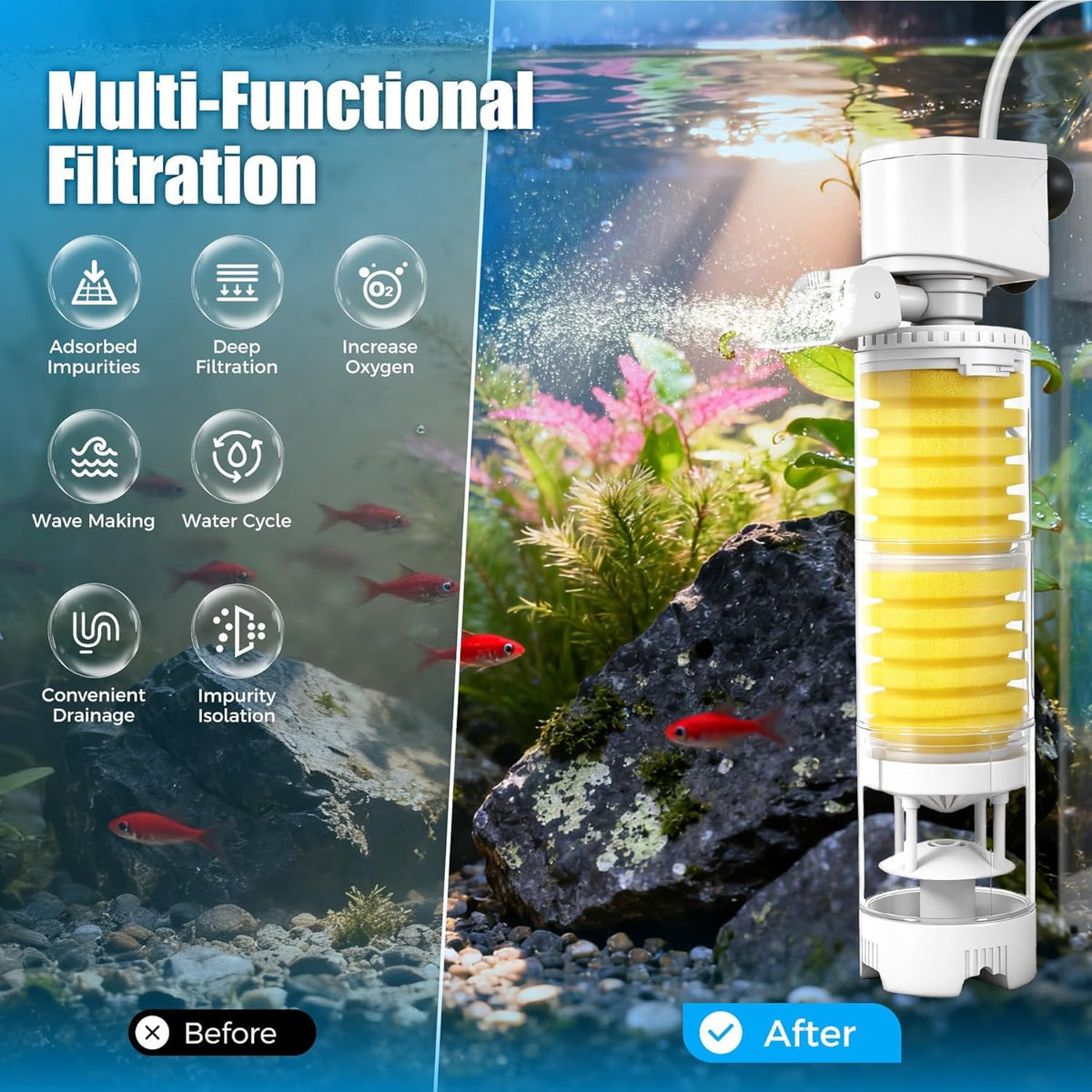 Fish Tank Filters 4 in 1 Aquarium Filter for Multi Layer - Vehipa Official Imagery - 4