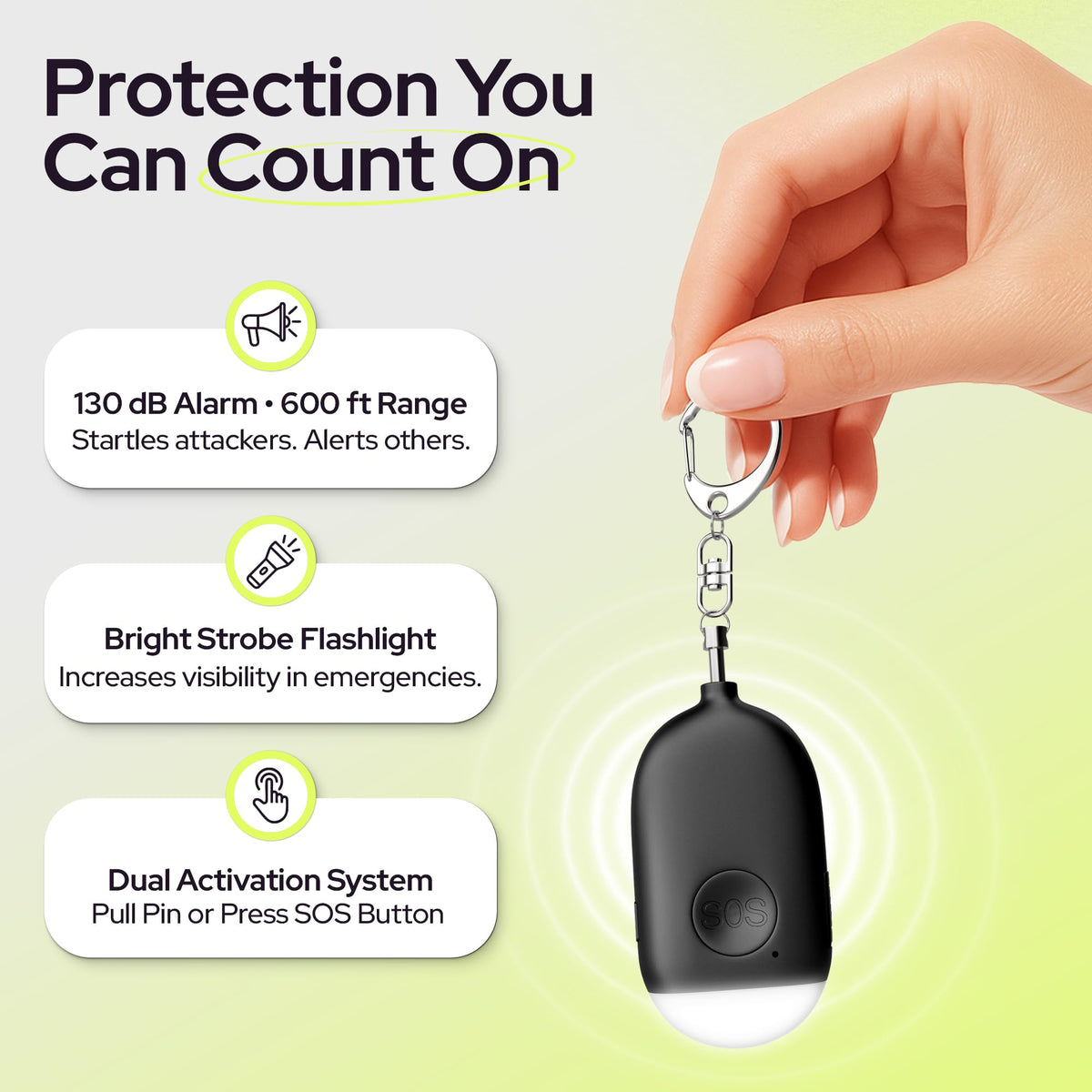 Rechargeable Personal Alarm Keychain - WETEN Official Imagery - 3