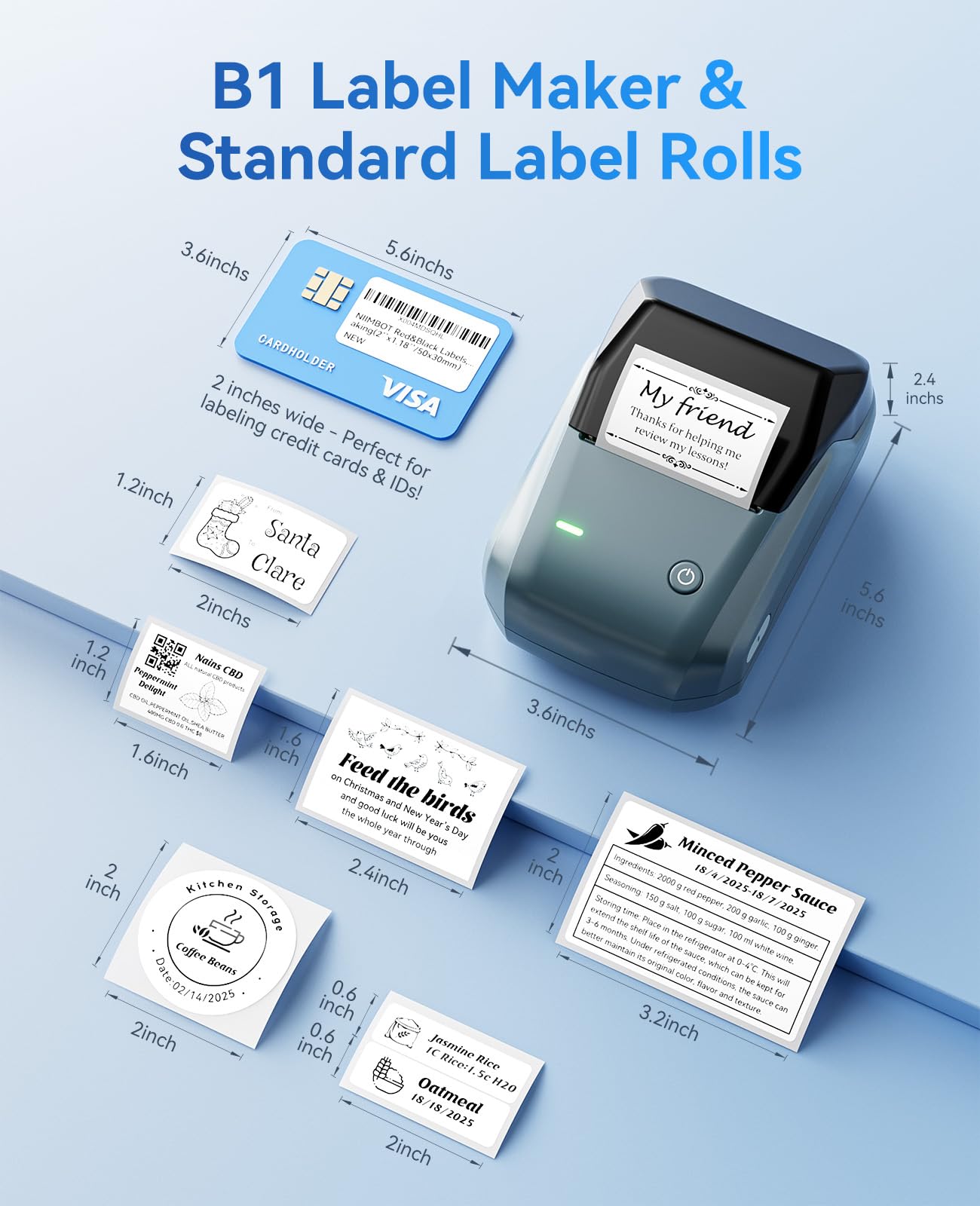 NIIMBOT B1 Label Maker, 2Inch Bluetooth Label Printer for Home, B by NIIMBOT - Angle View 3