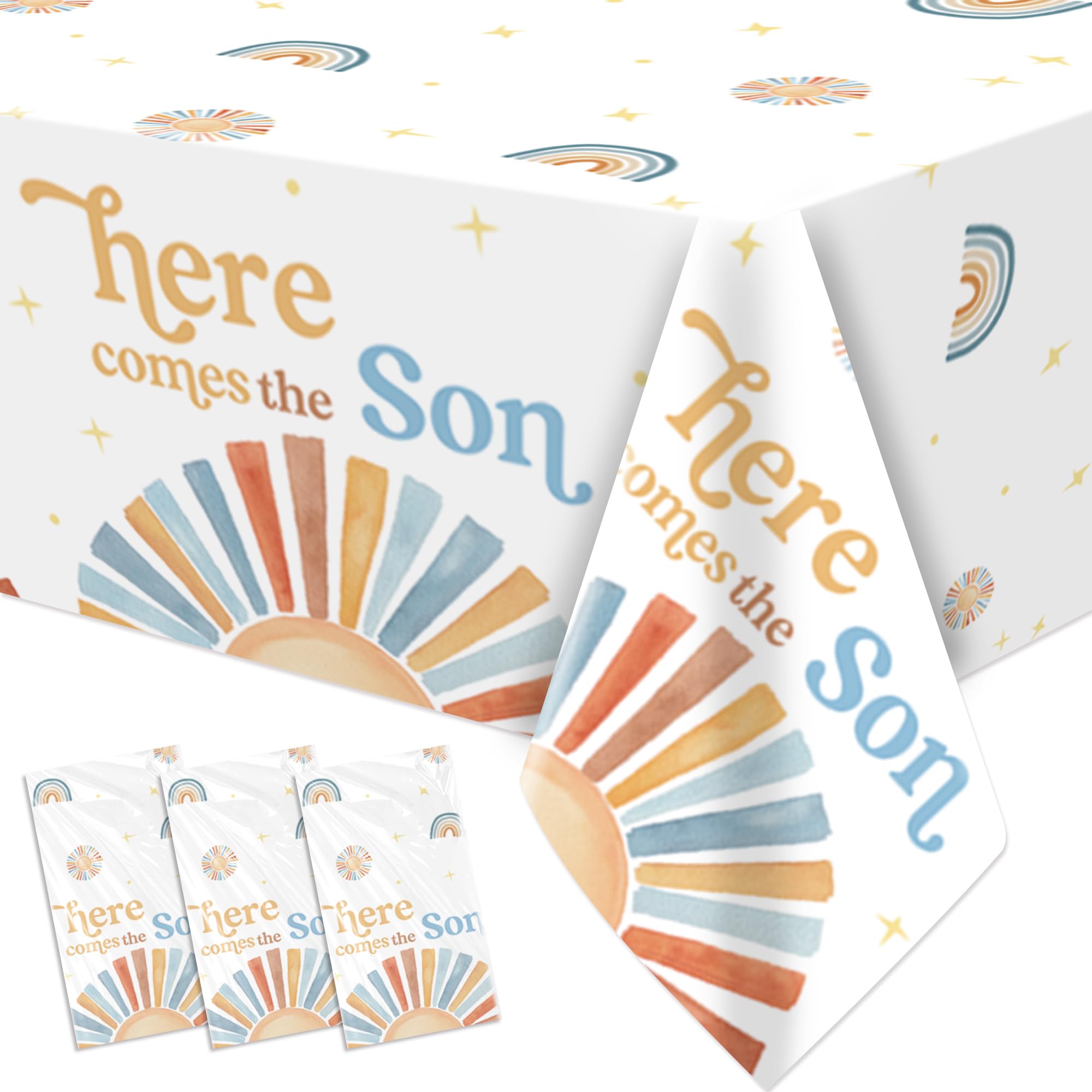 Sunshine Here Comes The Son Baby Shower Decorations Tablecloth, - Product Imagery