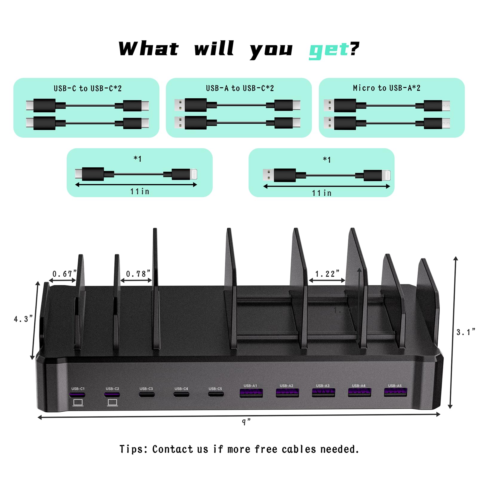 420W 10 Port Fast USB Charging Station for Multiple Devices - zobirez Official Imagery - 8