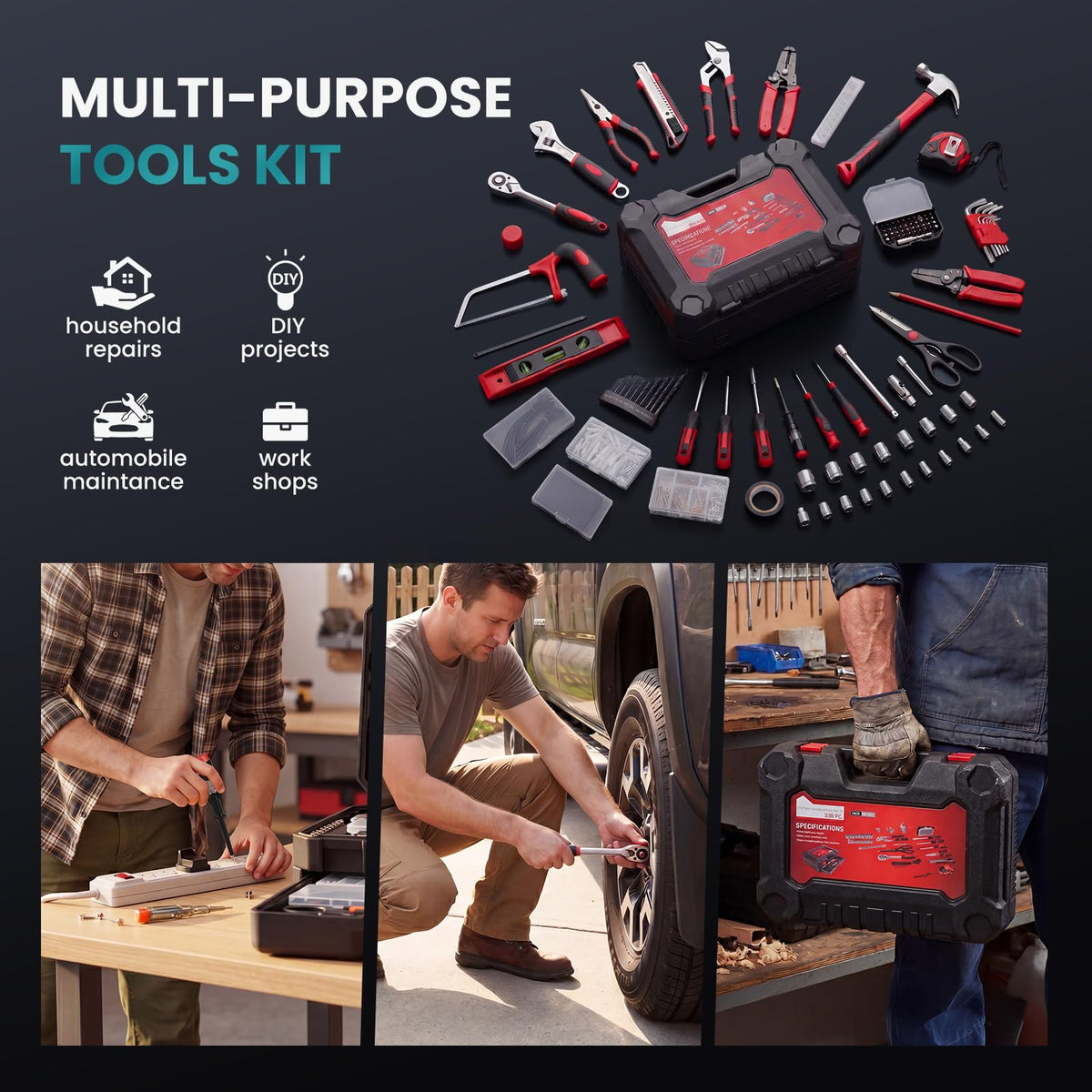 OLIXIS 330 Piece Home Repair Tool Kit with Pull Out Drawer - OLIXIS Official Imagery - 7