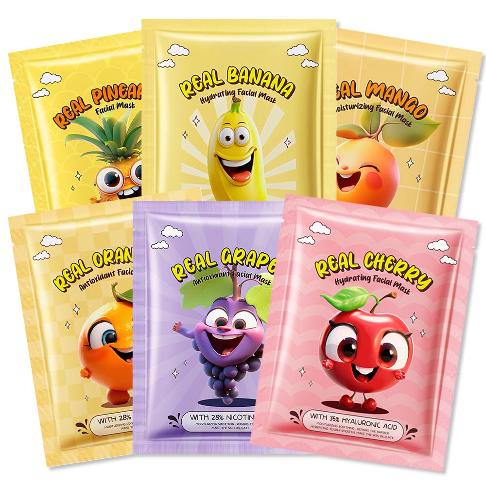 10 Pack Fruit Face Masks for Kids, Kids Face Mask Spa Day Kit - Kaely