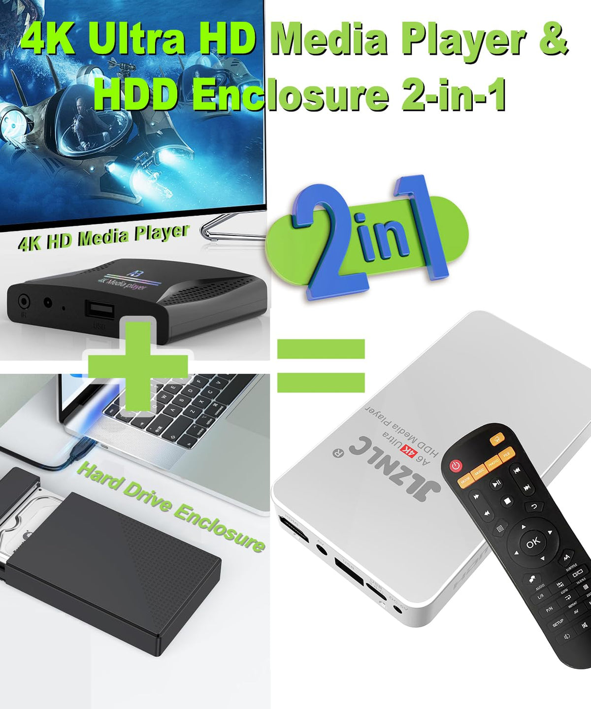 4K Ultra HD Media Player HDD Enclosure 2 in 1 Digital - JLZNLC Official Imagery - 6