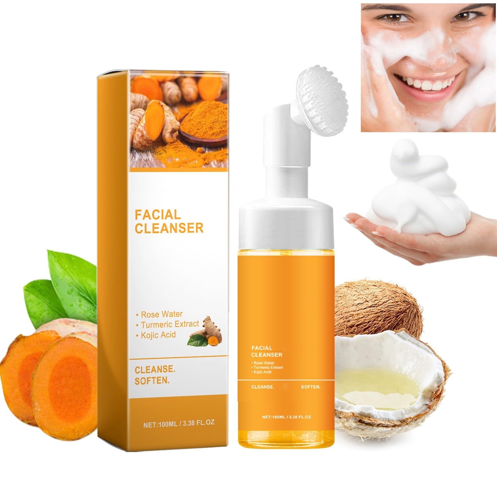 Axnzp Turmeric Facial Cleanser, Deep Cleansing Exfoliating Glow - Product Imagery