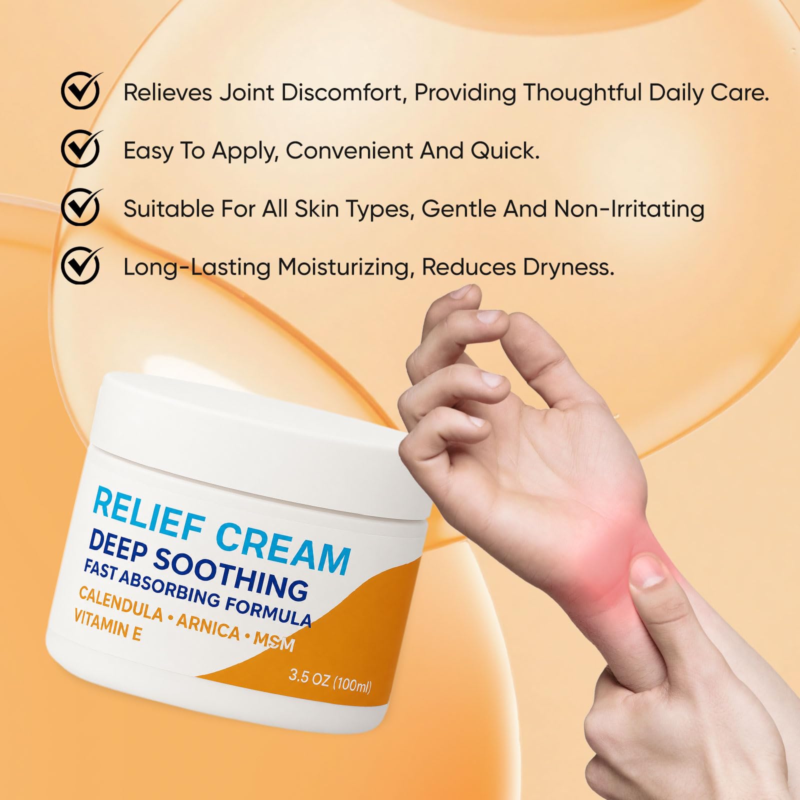 WOVOEO Carpal Tunnel Relief Cream – Arnica, Emu Oil & Turmeric, 3.5 oz