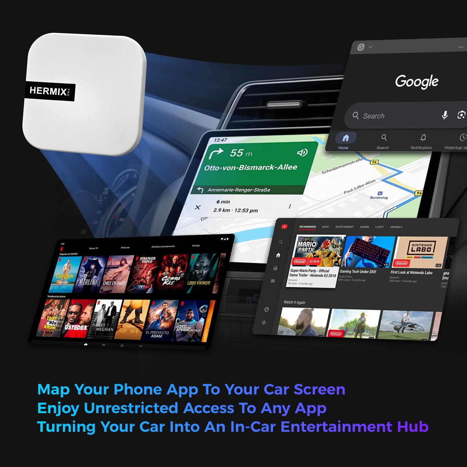 HERMIXPRO Android Auto Wireless Adapter Compatible with Samsung D by HERMIXPRO - Angle View 2