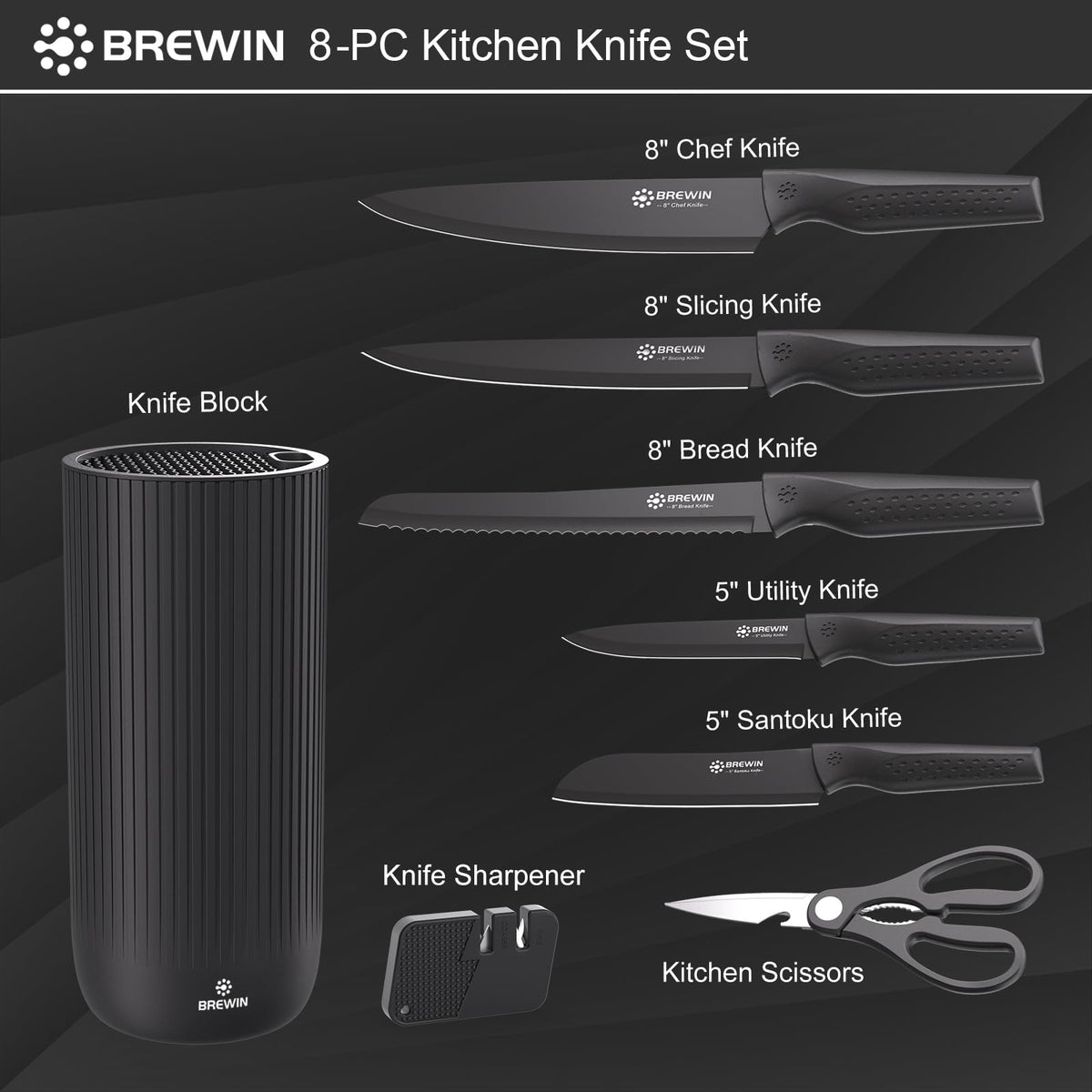 Knife Set Brewin Kitchen Knife Set Knives Set for Kitchen - Brewin Official Imagery - 6