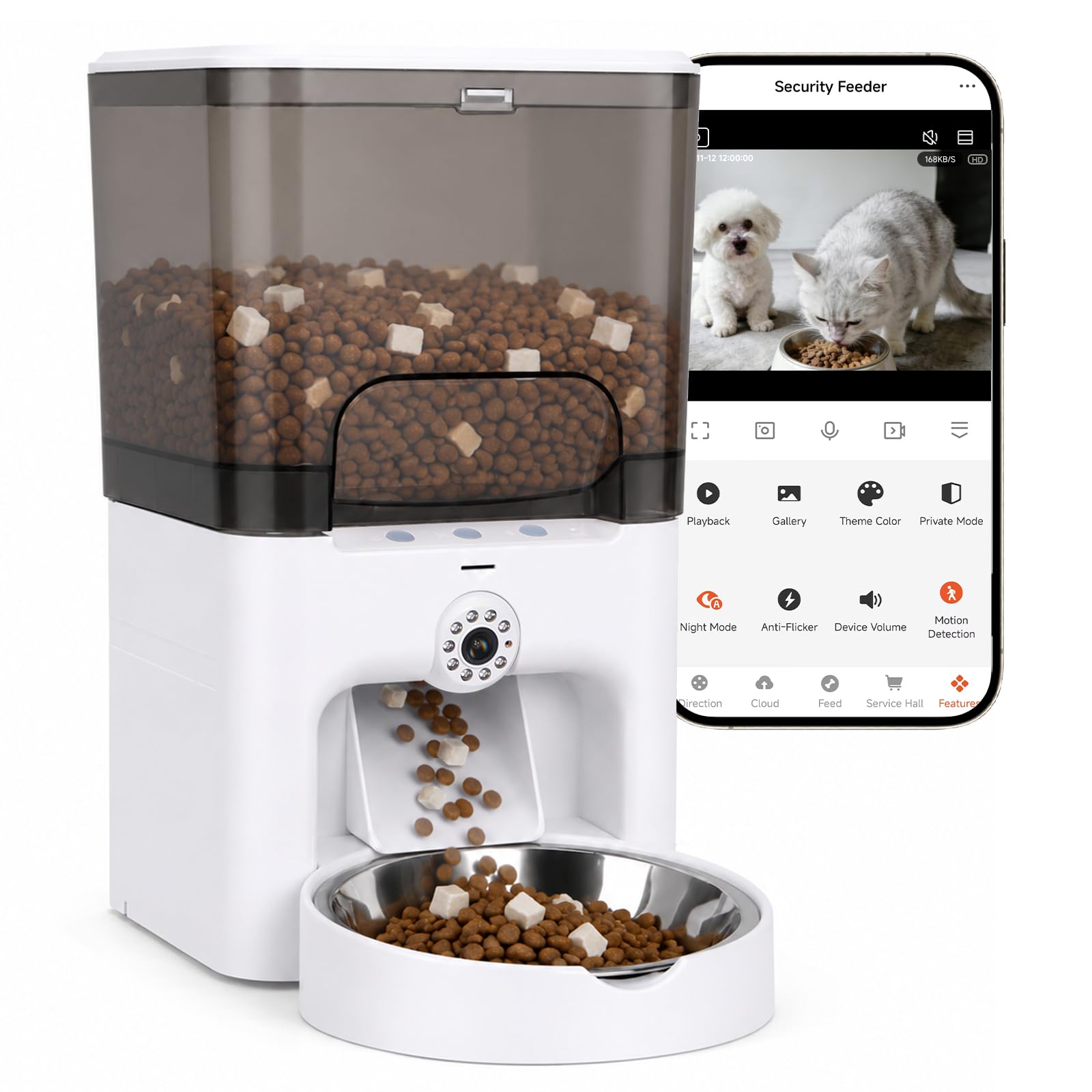 Automatic Cat Feeder with Camera, 2K HD & Night Vision, 5G/2.4G - Product Imagery