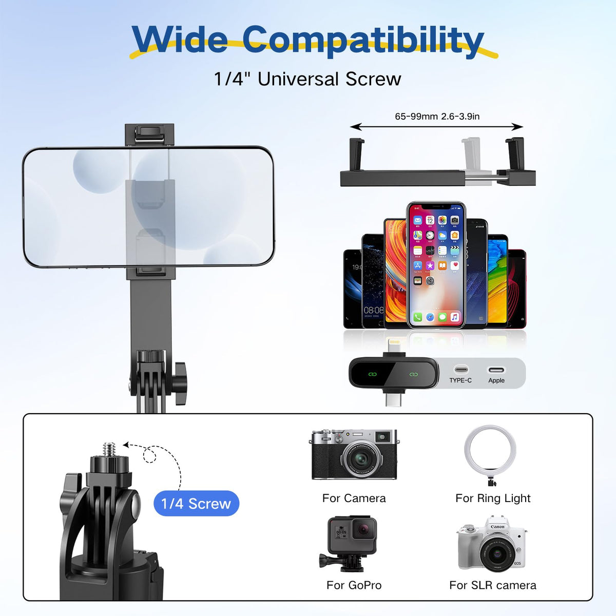 Content Creator Vlogging Kit 180CM Metal Selfie Stick Tripod - HUGSEE Official Imagery - 7