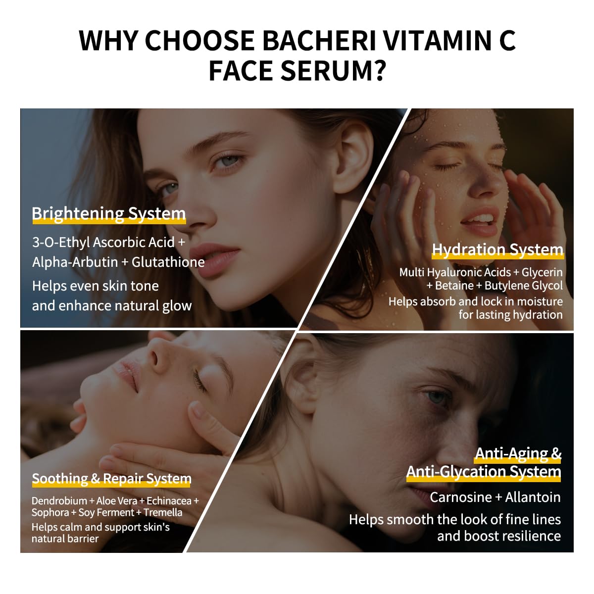 Vitamin C Face Serum with Glutathione 4D Hyaluronic Acid - BACHERI Official Imagery - 7