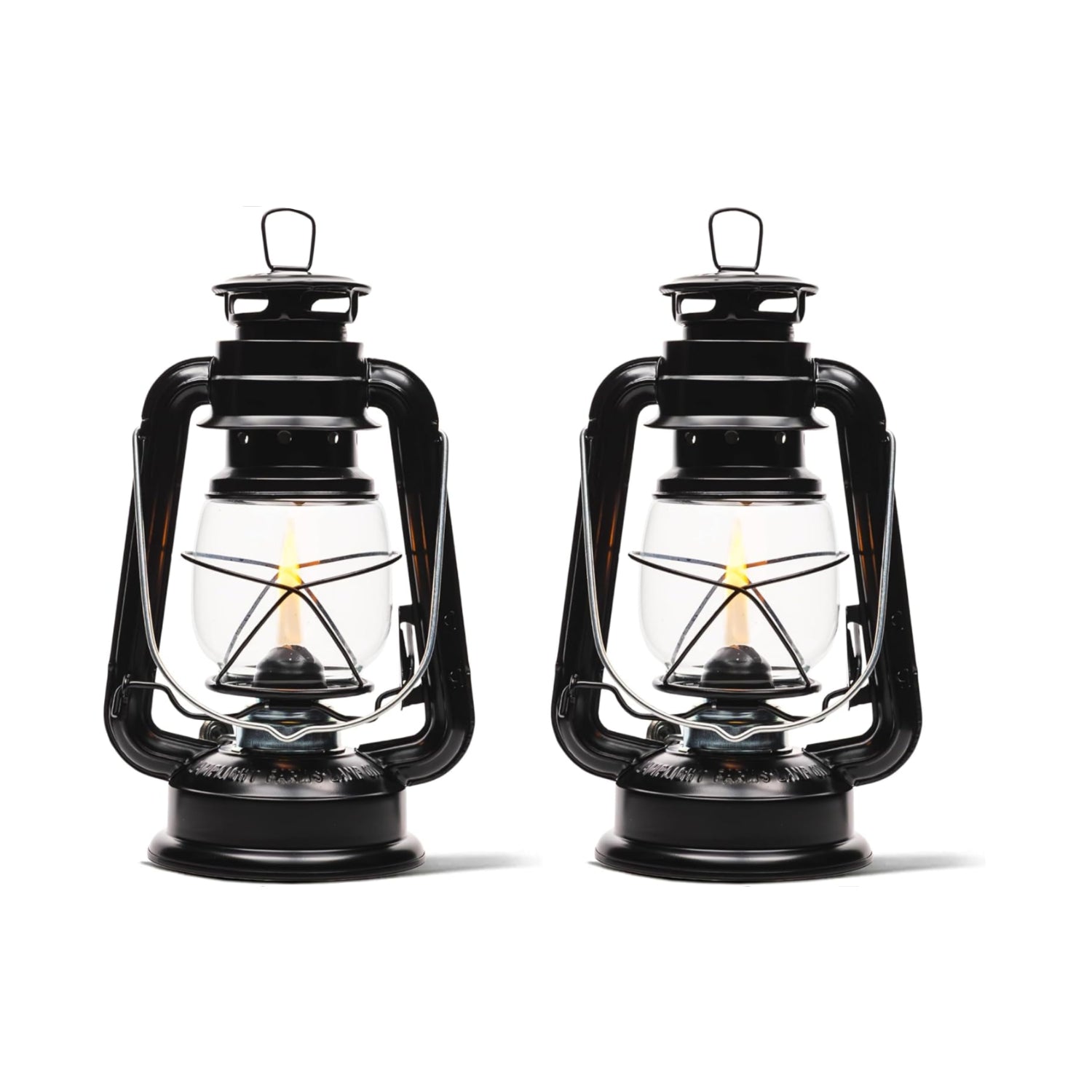 Lamplight large paraffin oil hurricane lamp with glass chimney and metal base, suitable for indoor use and emergency lighting.