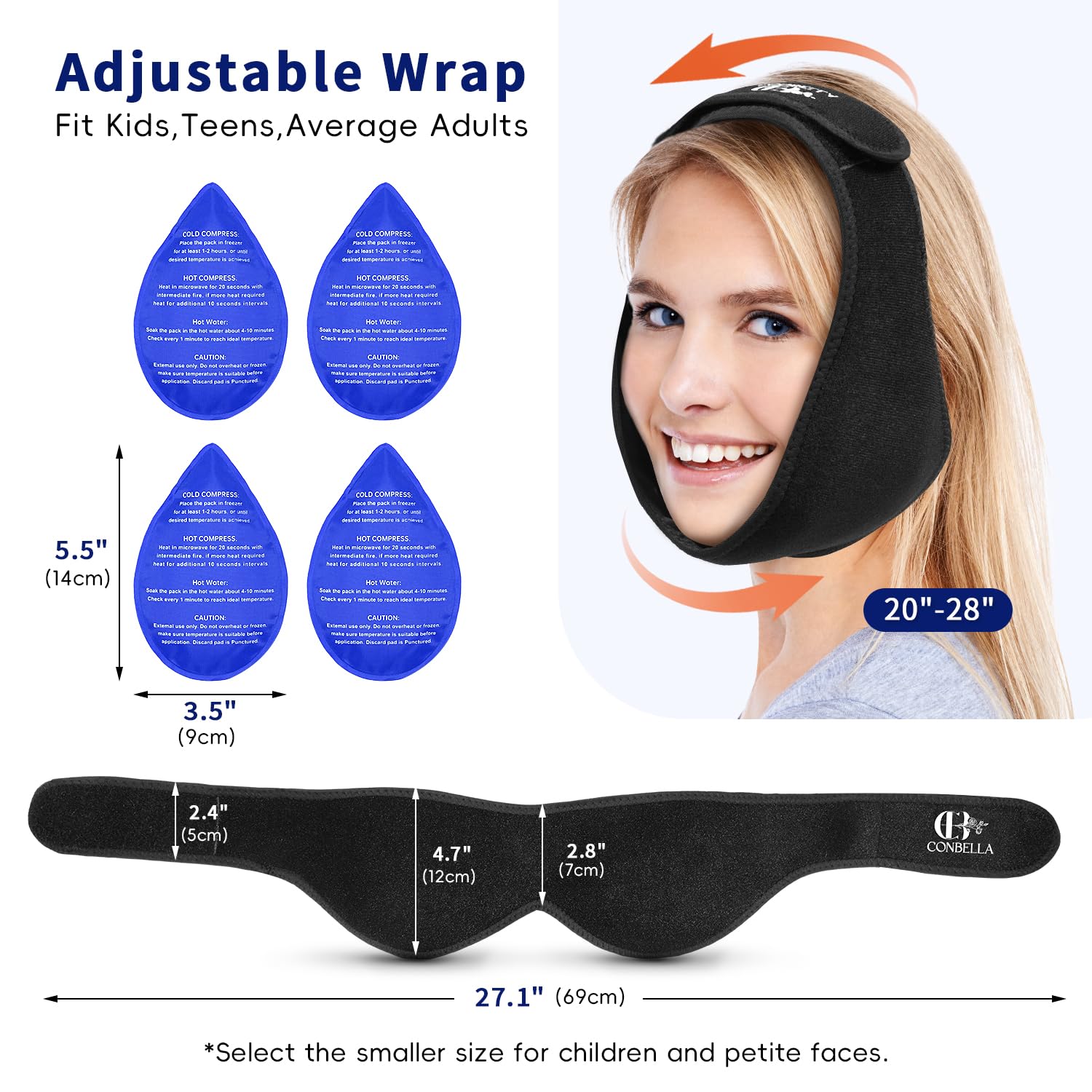 Wisdom Teeth Ice Pack Head Wrap for Pain Relief - Cold Hot Therapy for Face