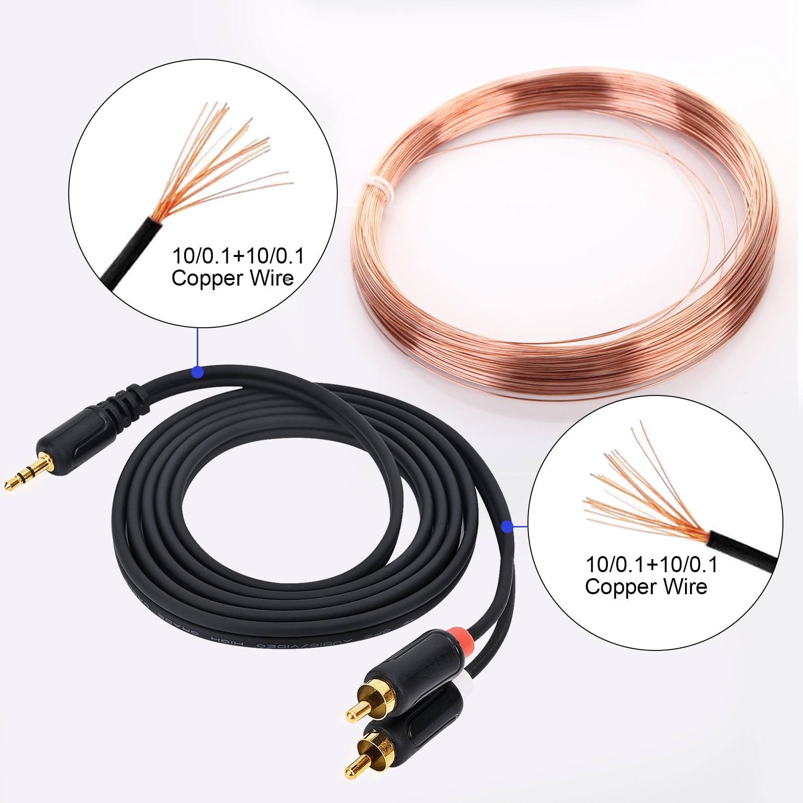 Zhaumim RCA Cables - 59IN/5FT Stereo Jack to 2RCA Plugs for Smart by Zhaumim - Angle View 5