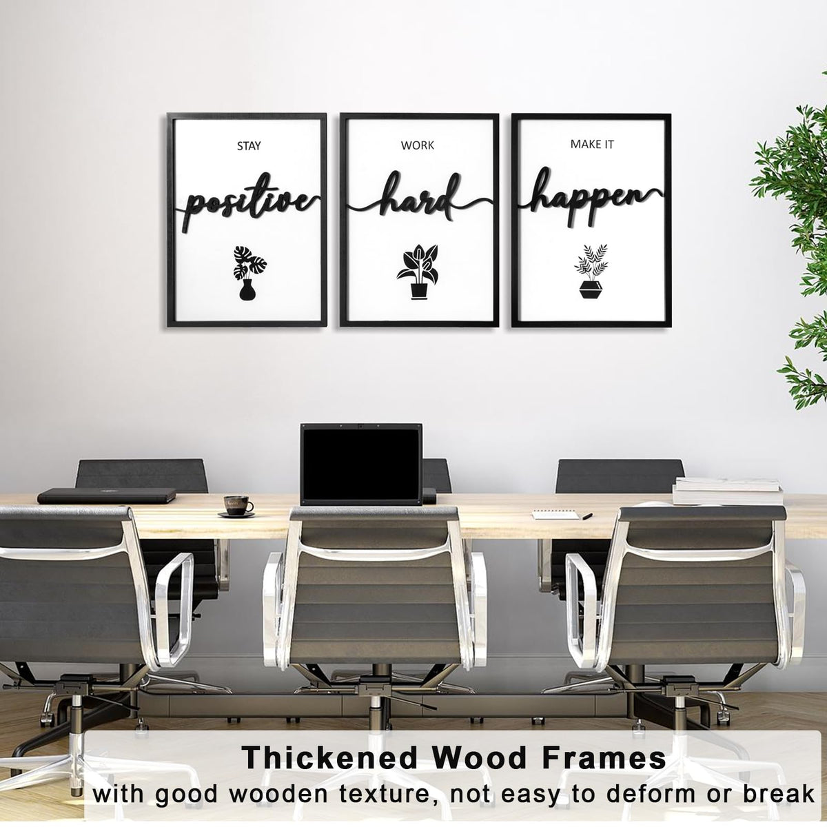 3D Wood Inspirational Wall Art Framed Motivational Office - KIOSSUT Official Imagery - 5