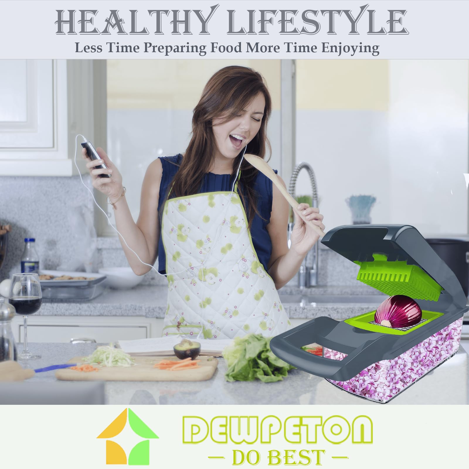 Dewpeton Vegetable Chopper Dicer with Container | Cheese Grater Mandol - View 5