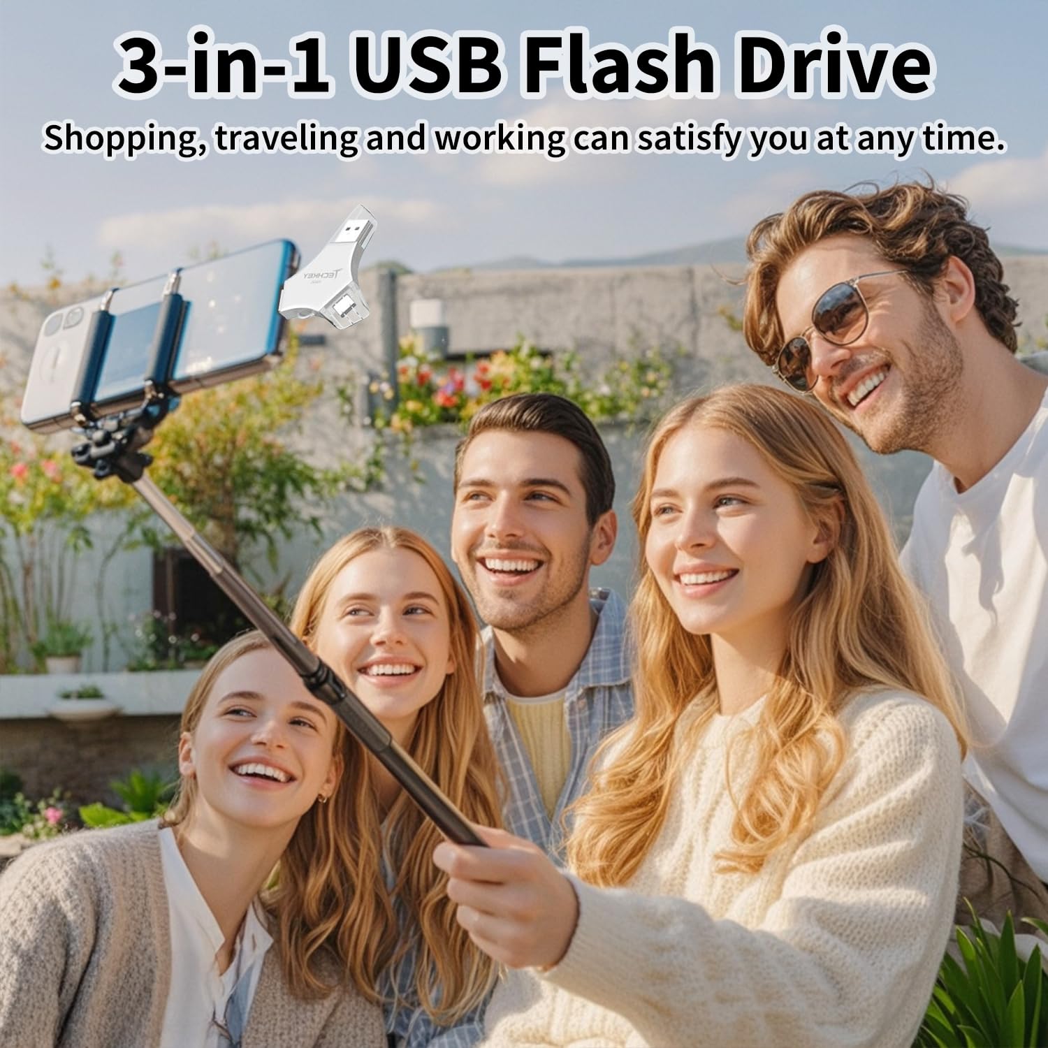 Techkey USB Flash Drive for iPhone/iPad, MFi Certified 3in1, 256G - Techkey Official Product View 9