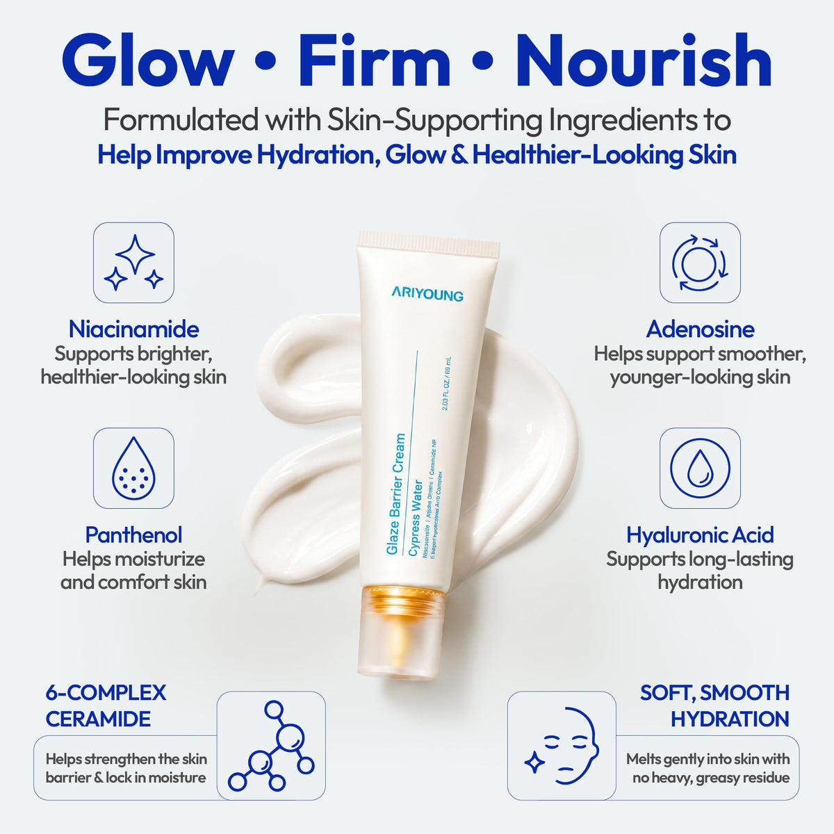 Glaze Barrier Cream Ceramide Face Moisturizer for Dry - ARIYOUNG Official Imagery - 4