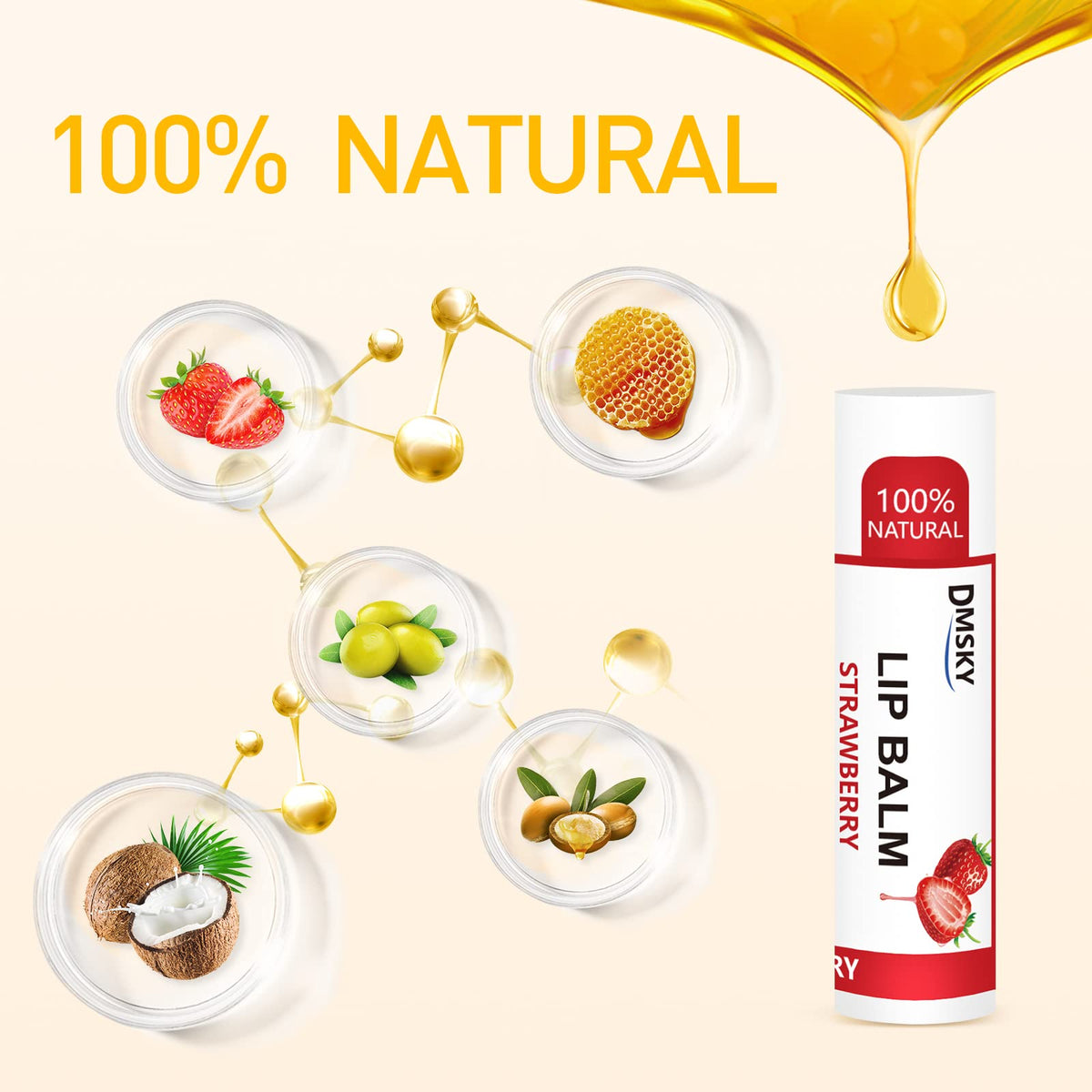 DMSKY 60 Pack Lip Balm Bulk Natural 12 Flavors - Dmsky Official Imagery - 4