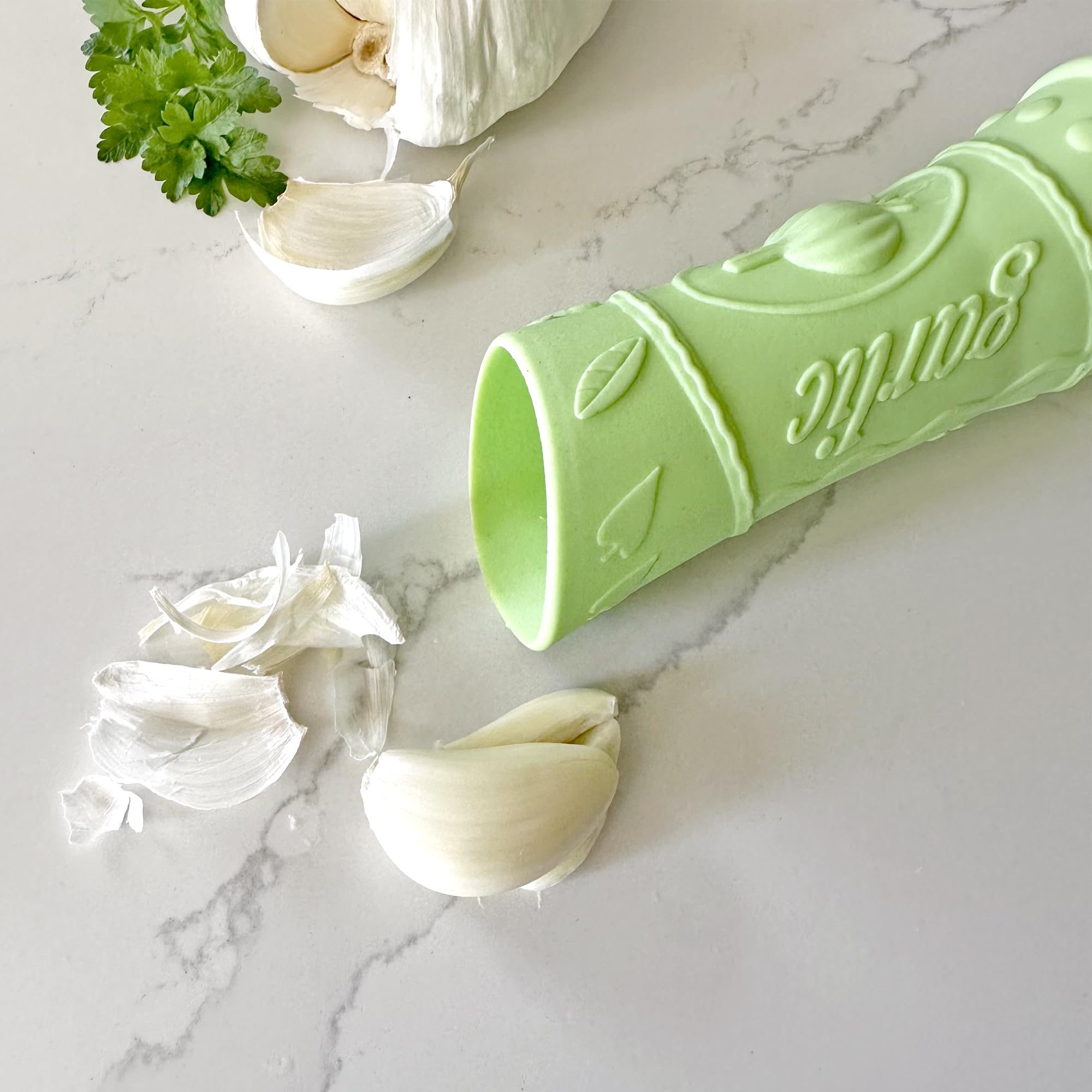 R&M Green Silicone Garlic Peeler – Easy, Mess-Free Garlic Skin Remover - View 6