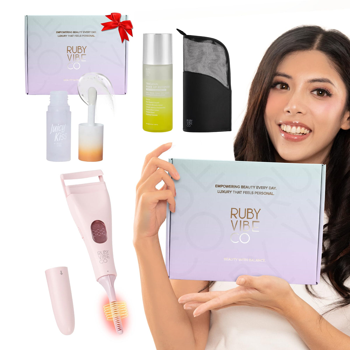 Beauty Kit Makeup Tools Heated Eyelash Curler Tinted Lip Oil - RUBY VIBE CO Official Imagery - 2