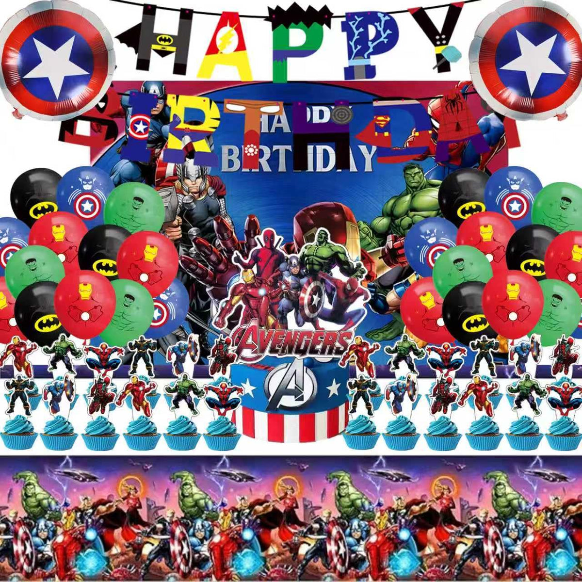 46Pcs superhero Birthday Party Supplies Avengers Party - leuaxmy Official Imagery - 1