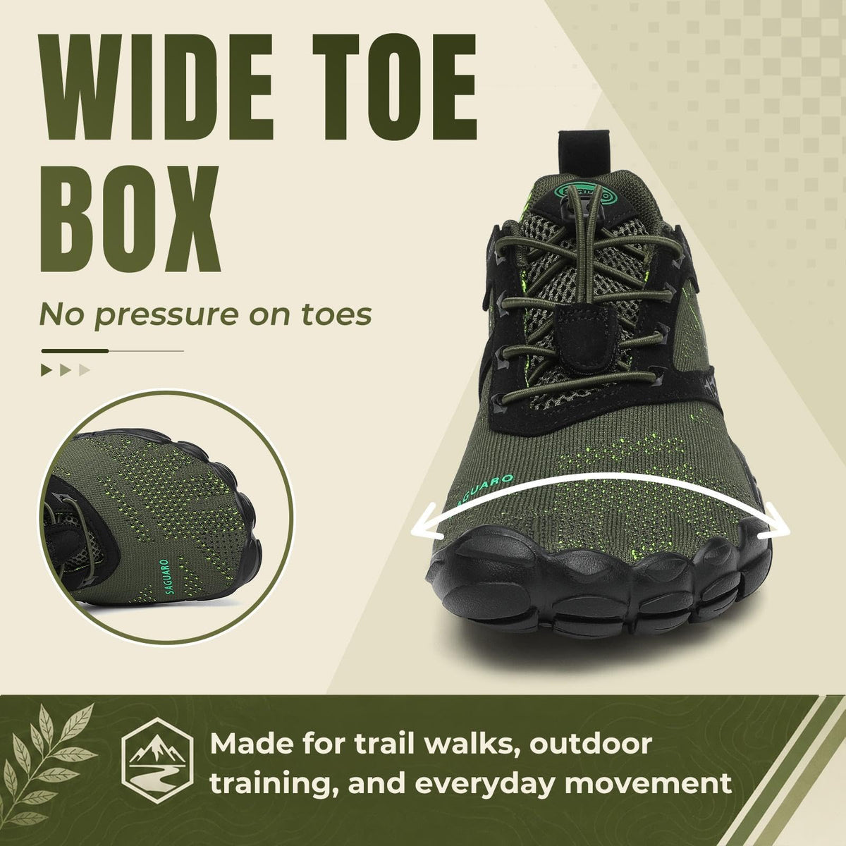 SAGUARO Mens Barefoot Shoes Wide Toe Box Minimalist Zero - SAGUARO Official Imagery - 3