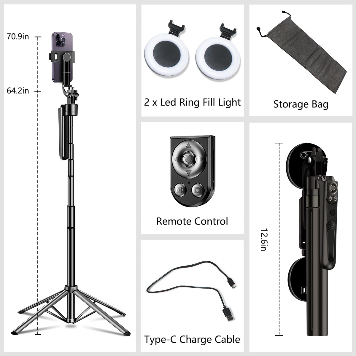 Auto Face Tracking Tripod for iPhone with Light No APP - DMYWB Official Imagery - 8