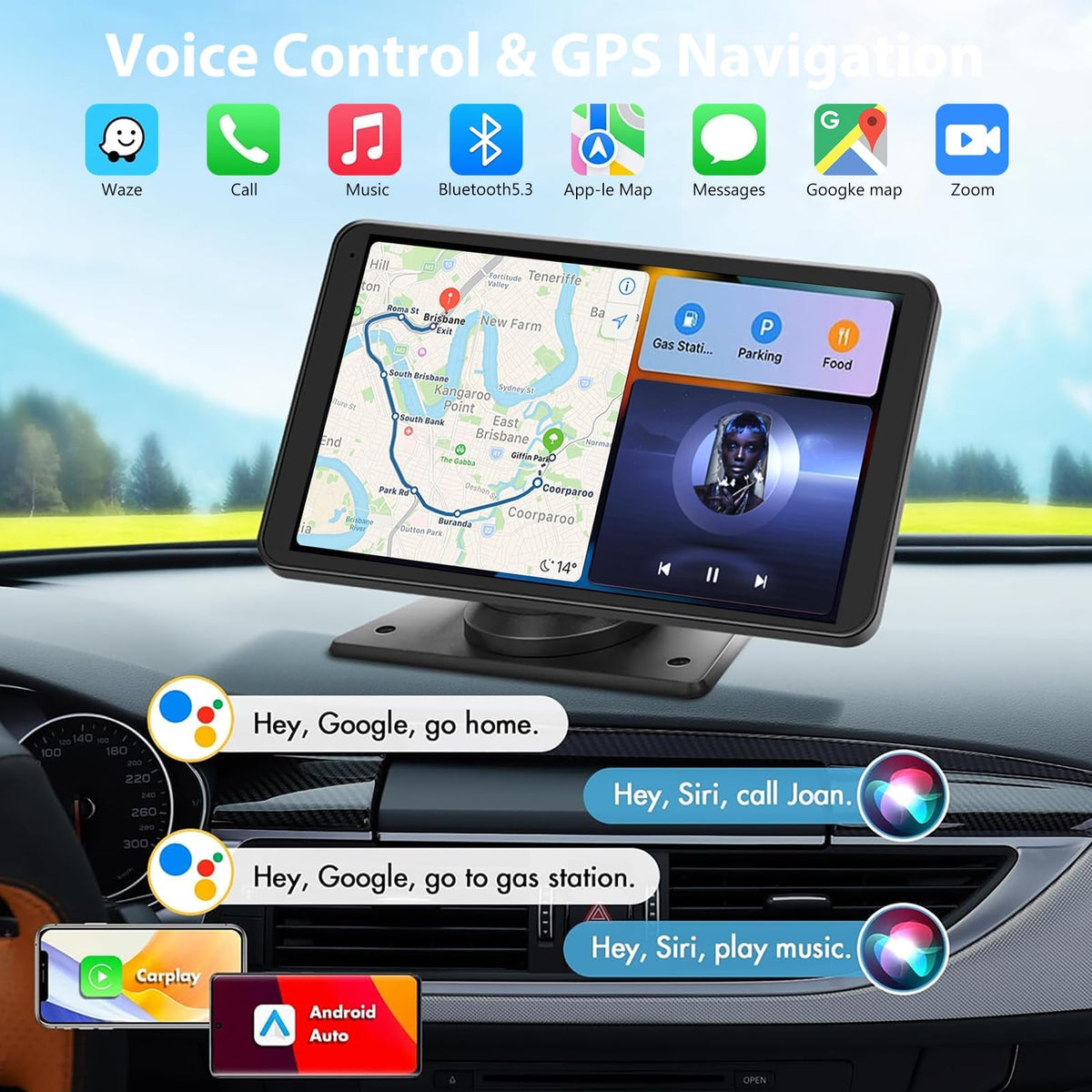 Carplay Screen for Car 7 HD Wireless Portable Car Play - Kiswuren Official Imagery - 4