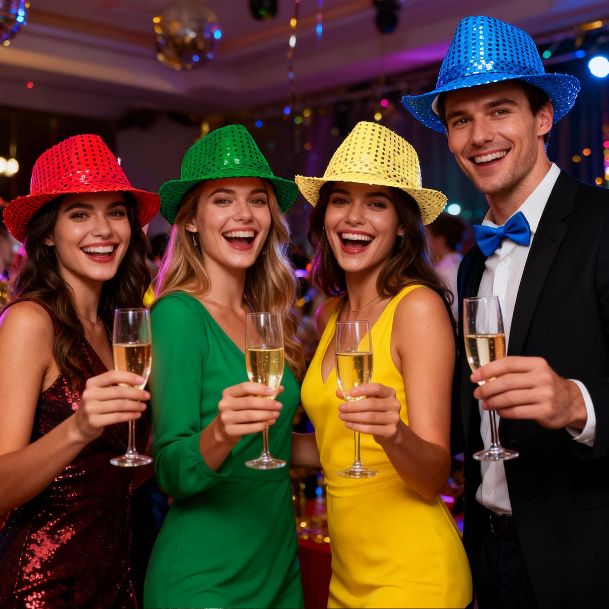 10 Pack Sequin Fedora Hats Glitter Western Disco Dance Hat - Pumtus Official Imagery - 6