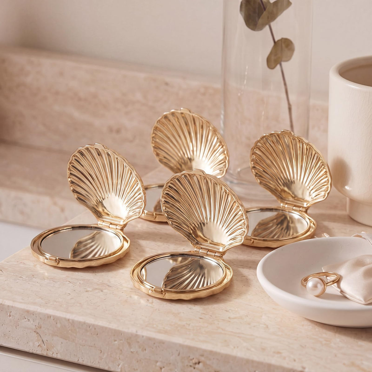 Novabright 8 Pcs 2 7 Inch Gold Sea Shell Compact Pocket - Novabright Official Imagery - 3