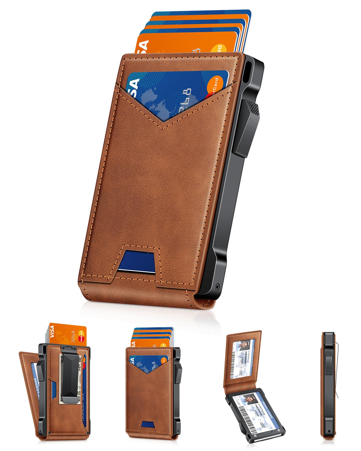 kafellon Wallet for Men RFID Wallet with 2 ID Windows & Money Cli by kafellon - Angle View 9