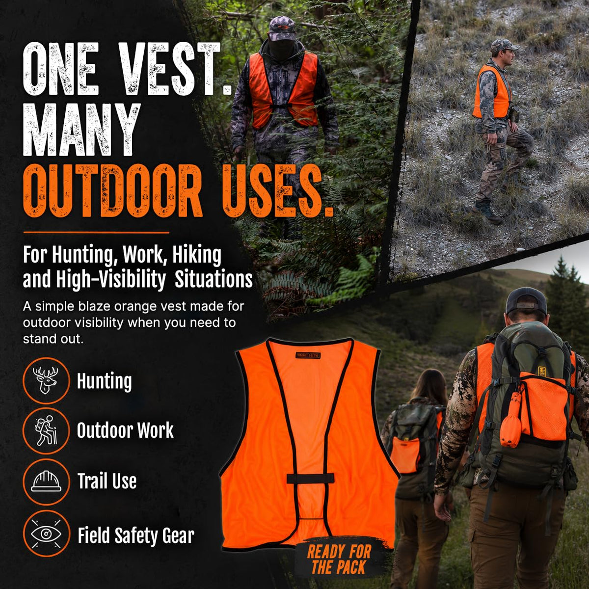 Lightweight Mesh Blaze Orange Hunting Safety Vest - Orange Aglow Official Imagery - 8