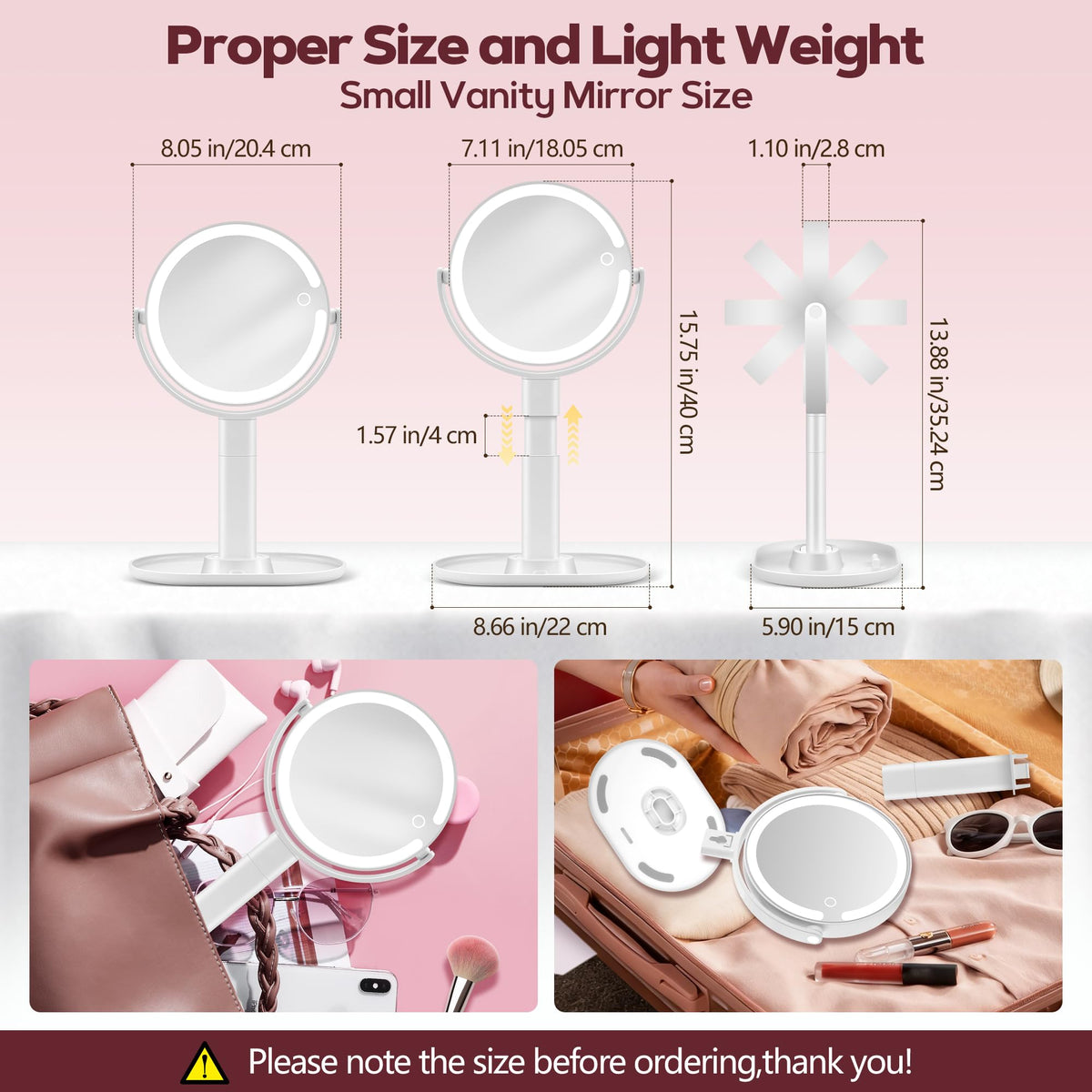 Makeup Mirror with Lights 30X Magnifying Height Adjustable - MOMOKUBA Official Imagery - 3