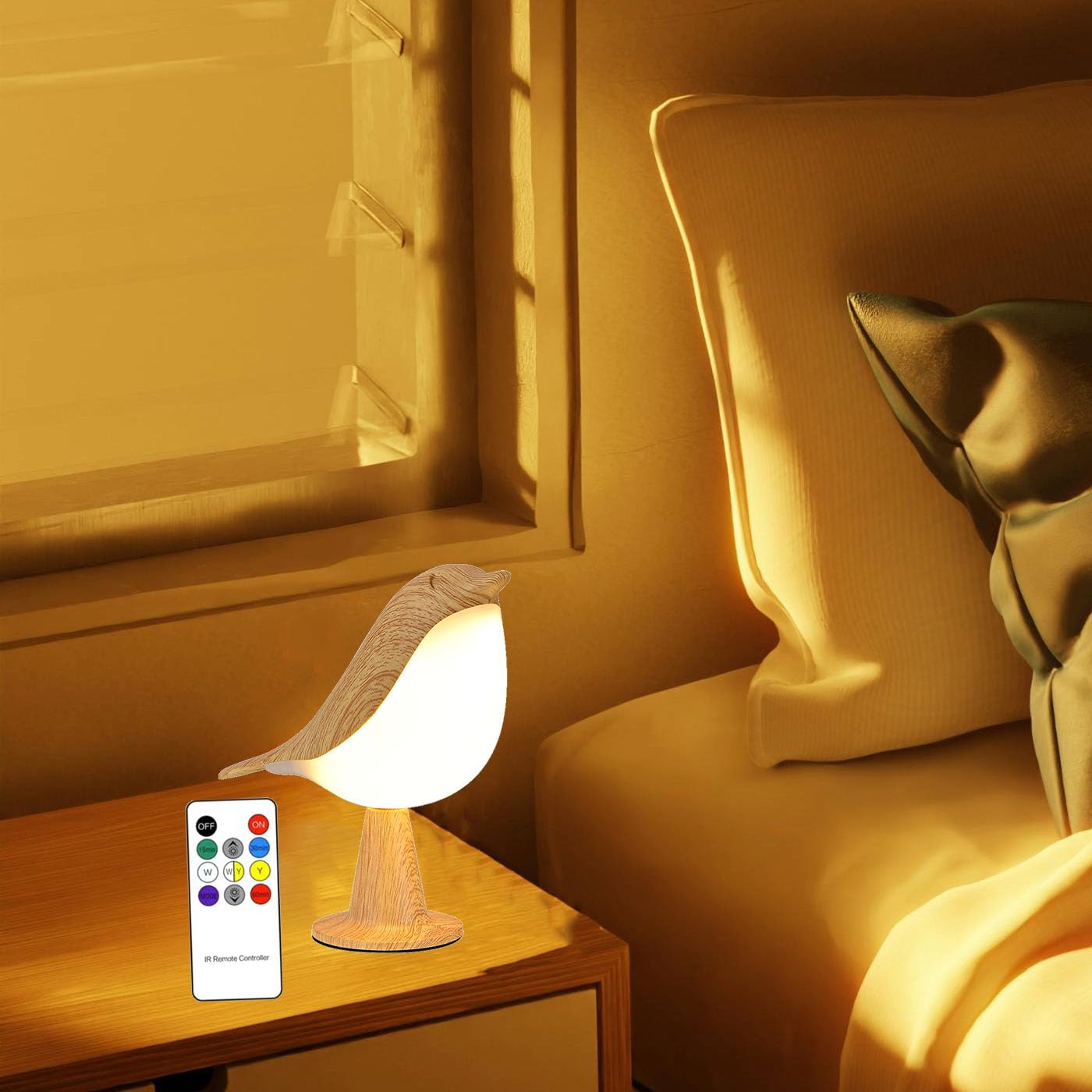 Xhope4u Bird Table Lamp with Remote & Touch Control | 3 Color Temperat - View 1