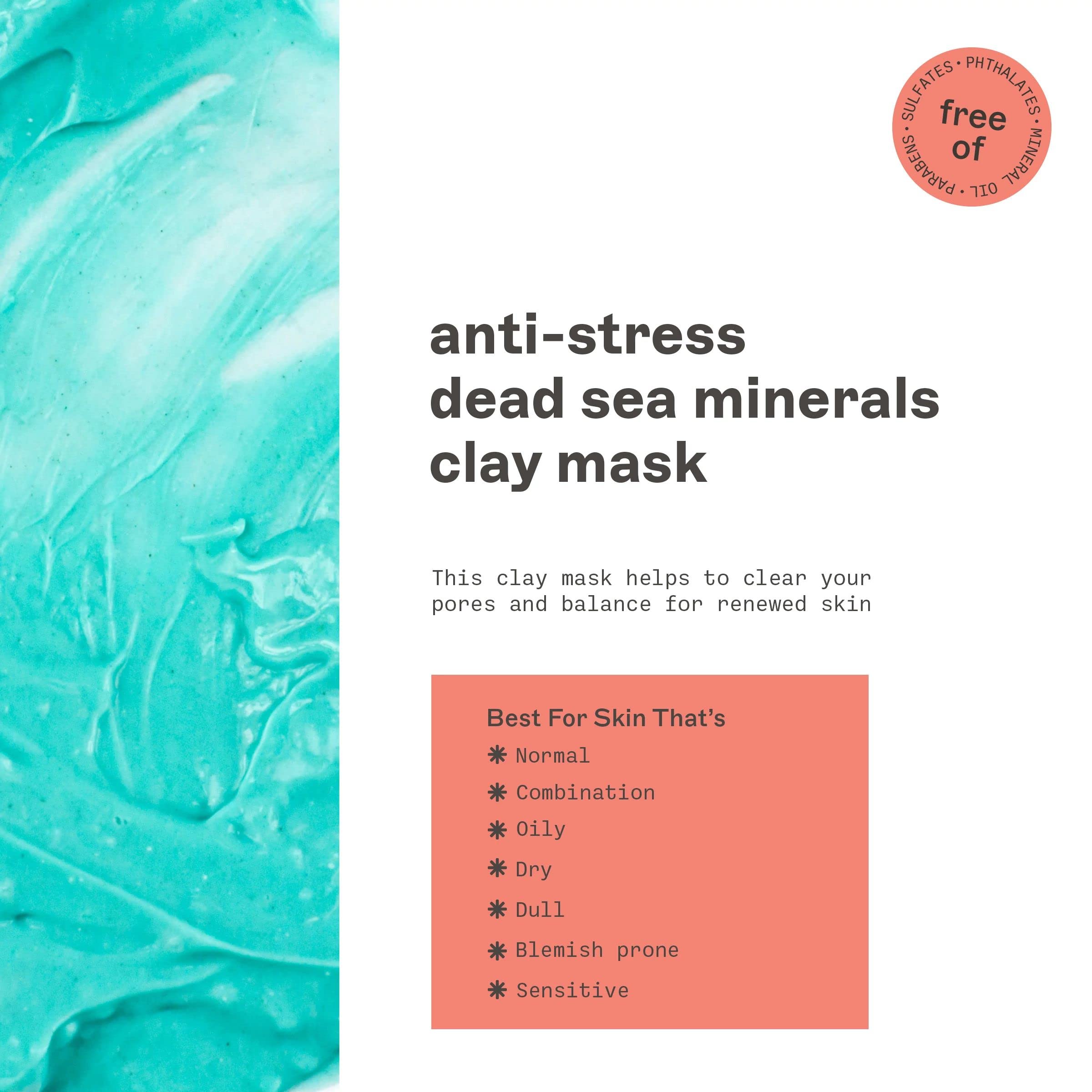 Freeman Anti-Stress Clay Mask, Dead Sea Mineral Face Mask, 6 Fl - Freeman