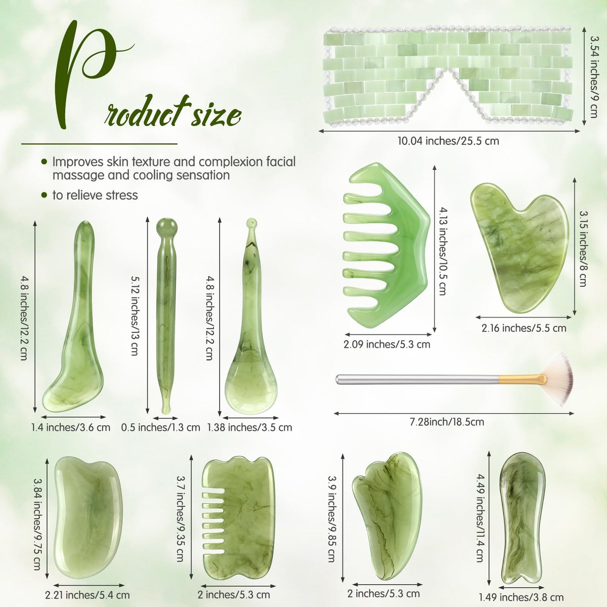 Hushee 11 Pcs Gua Sha Facial Tools Set Light Green - Hushee Official Imagery - 3