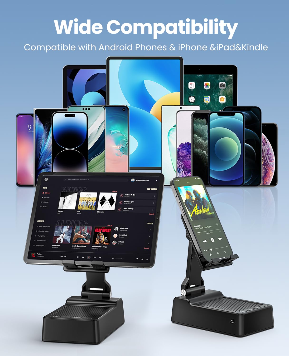 FRONTSUN Gifts for Men Women, Phone Stand with Bluetooth Speaker, by FRONTSUN - Angle View 5
