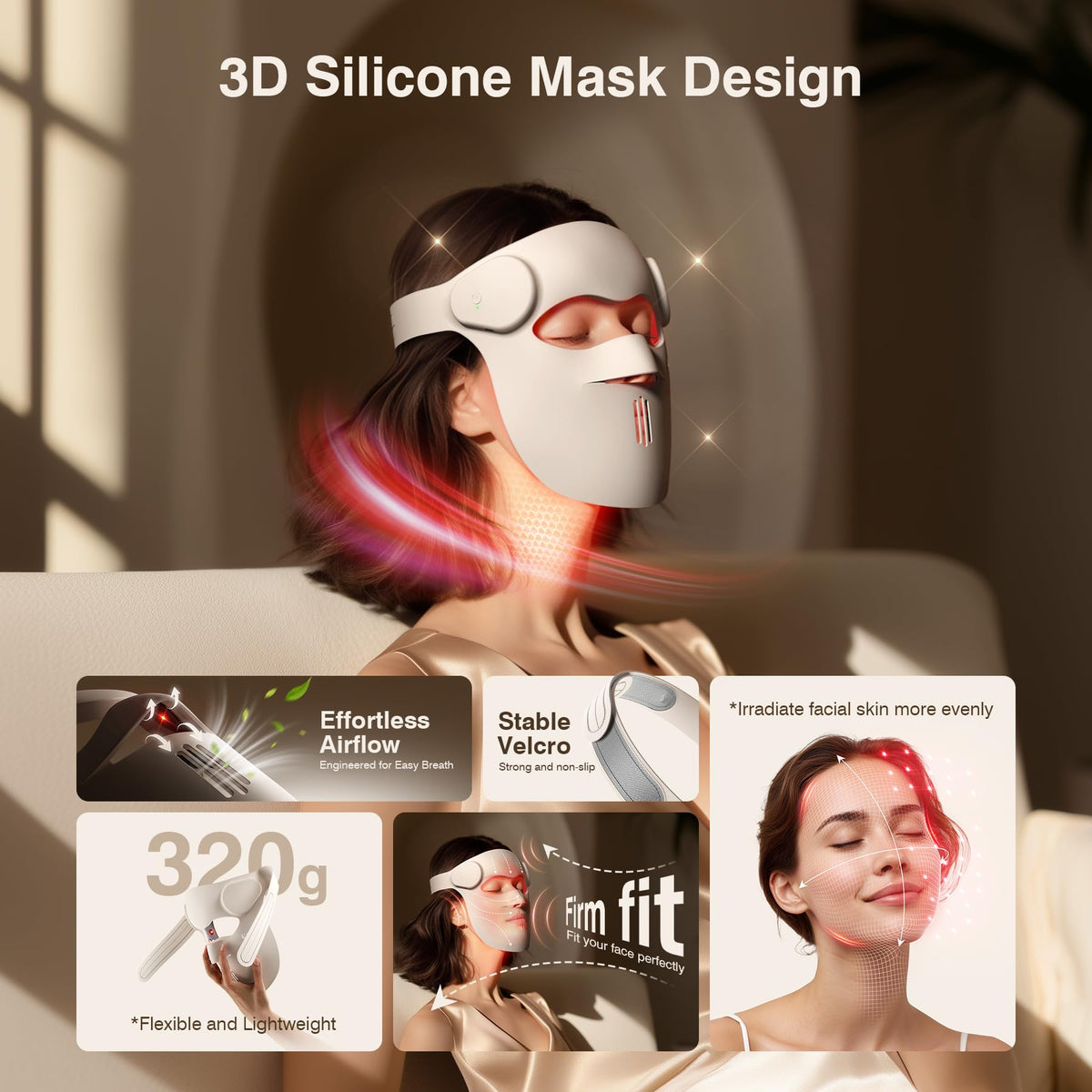 Red Light Therapy Mask for Face 3D LED Face Mask Wireless 9 - pedete Official Imagery - 6