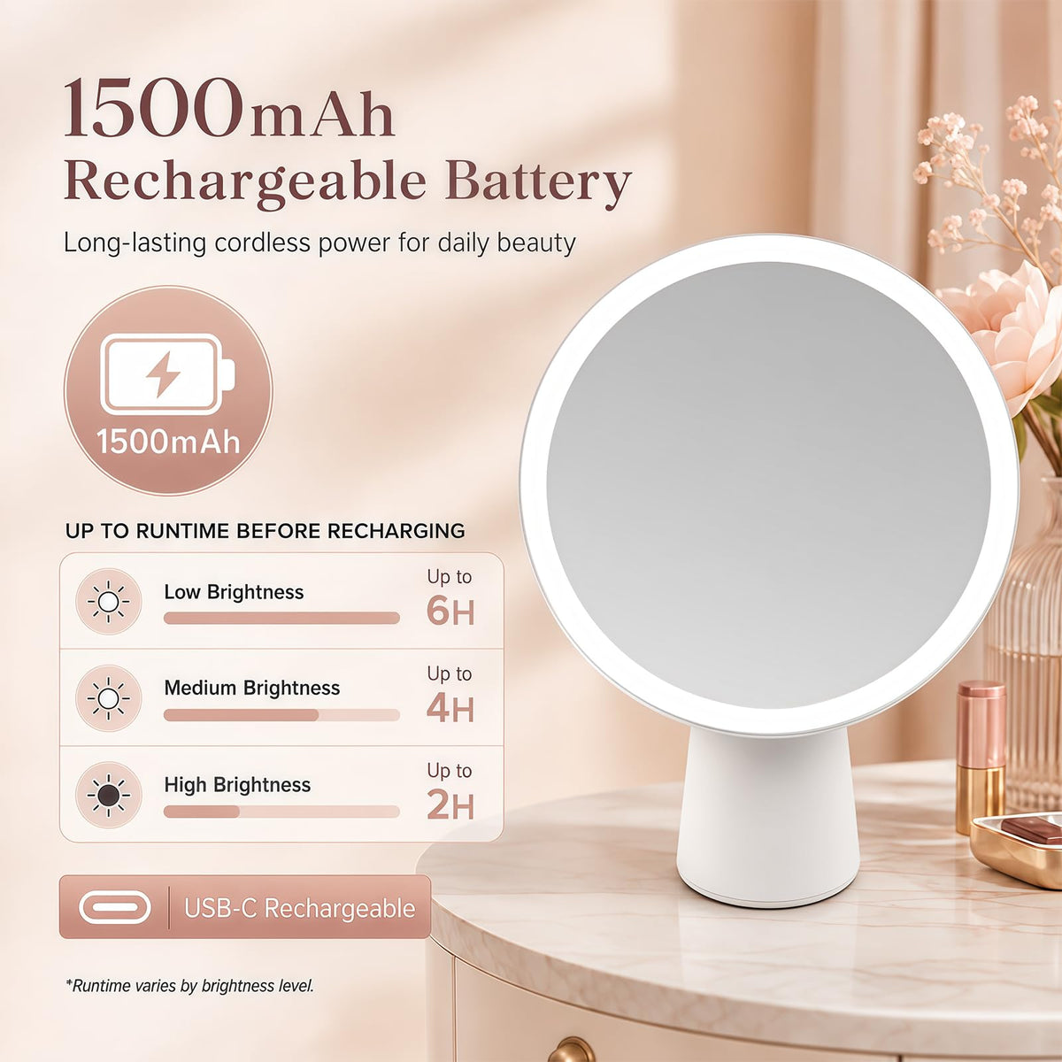 7 6in LED Makeup Mirror Vanity Cosmetic Mirror - Soltrex Official Imagery - 5