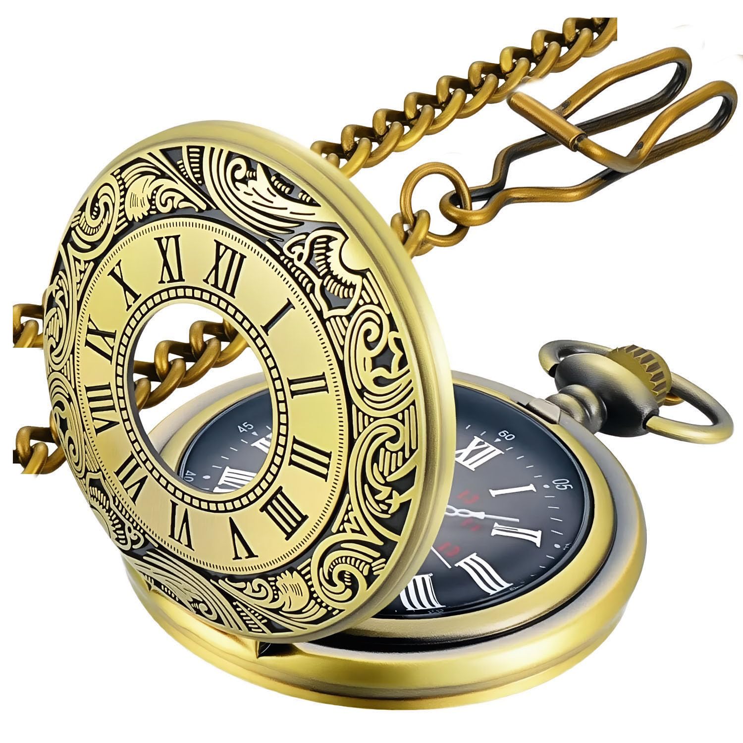 Vintage Pocket Watch Roman Numerals Scale Quartz Pocket Watches - Product Imagery