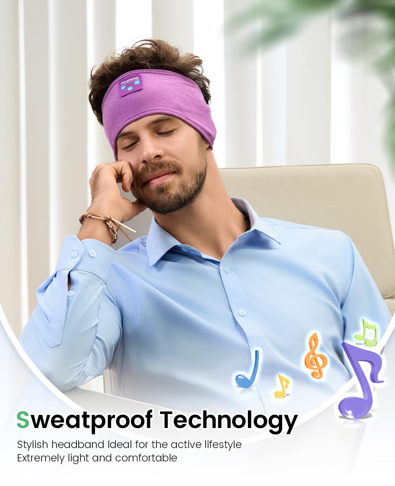 Perytong Sleep Headphones Tech Gadgets Bluetooth Headband for Women He - View 3