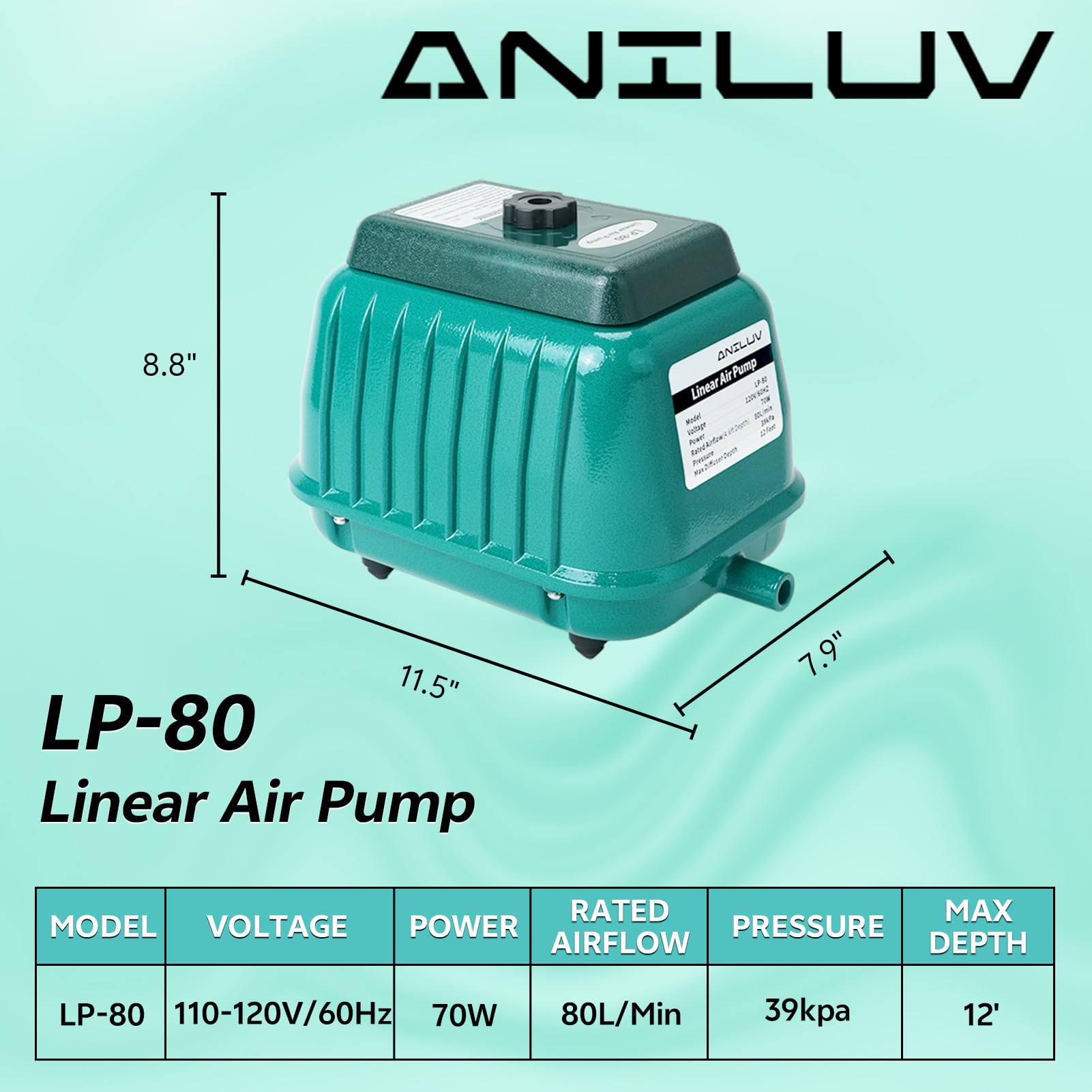 ANILUV LP-80 Septic Tank Linear Air Pump/Pond Aerator - ANILUV Official Product View 2