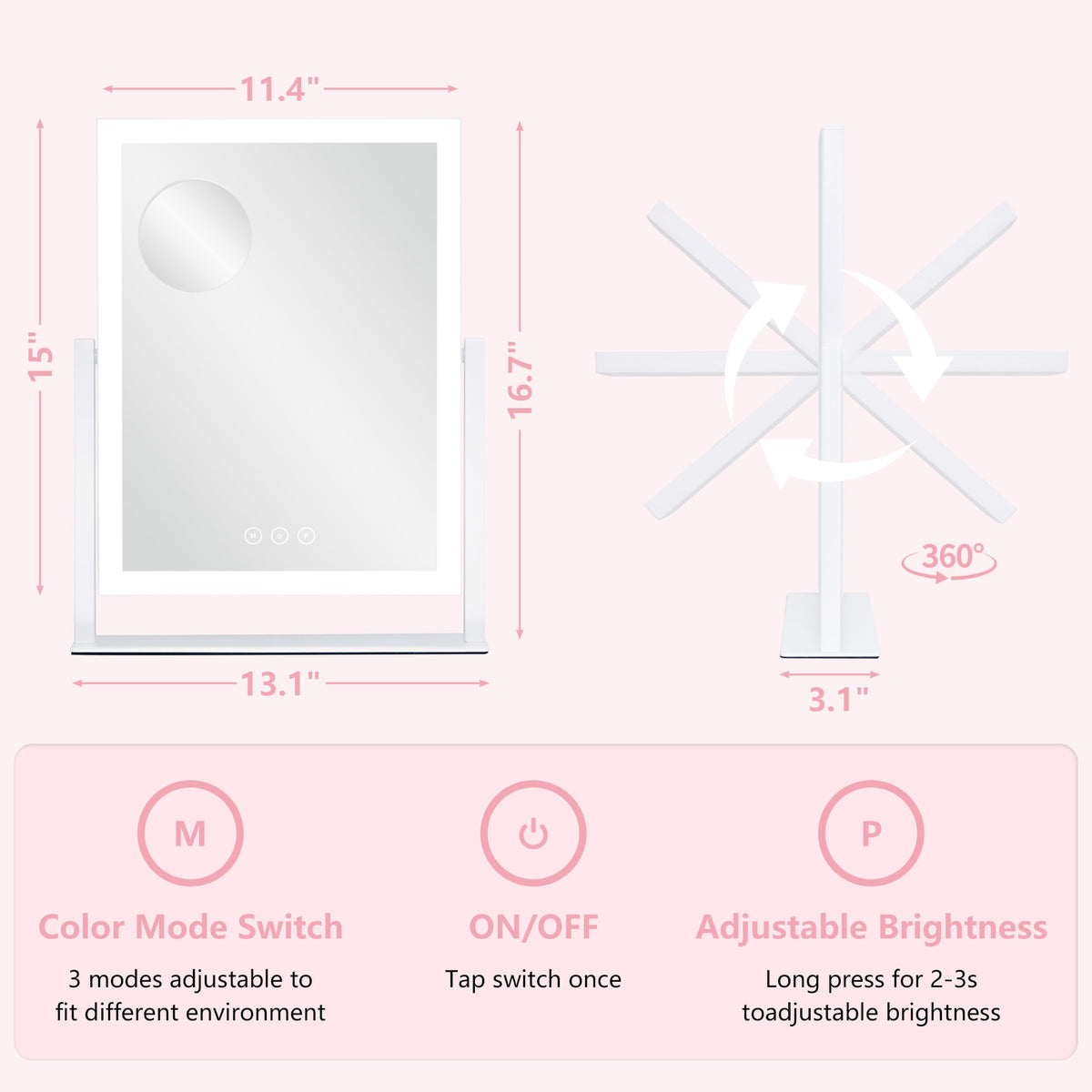 Lighted Vanity Mirror with Lights Makeup Mirror with Light - Kotdning Official Imagery - 3